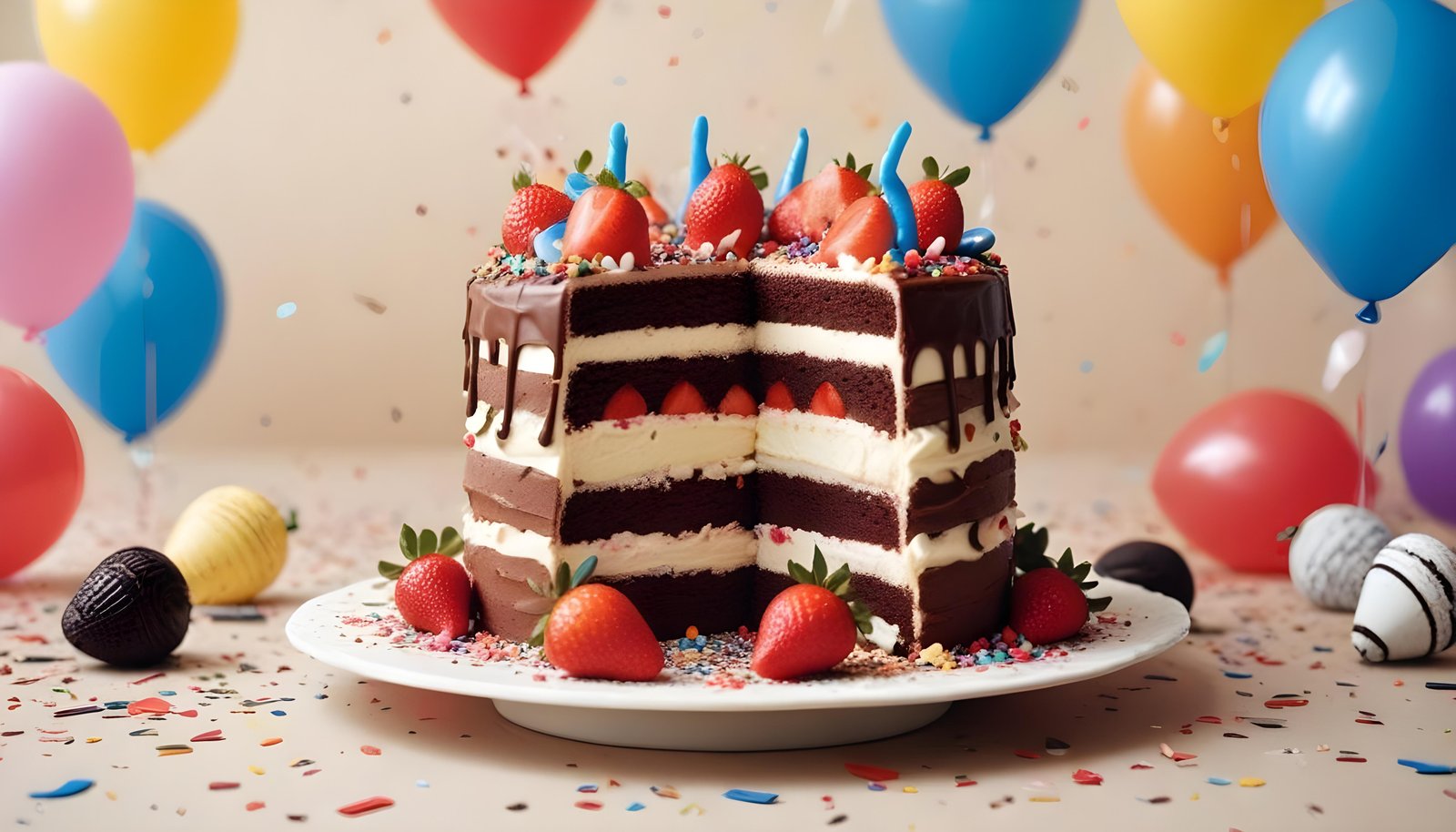 Delicious Strawberry Cream Cake Dessert Isolated on Elegant Background