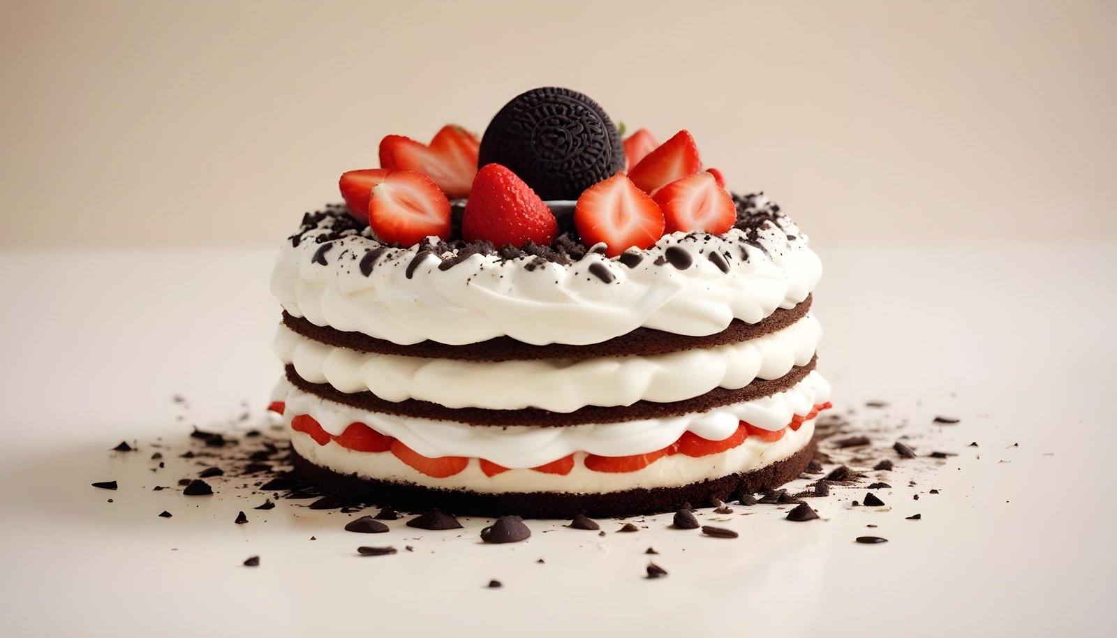 Delicious Strawberry Cream Cake Dessert Isolated on Elegant Background