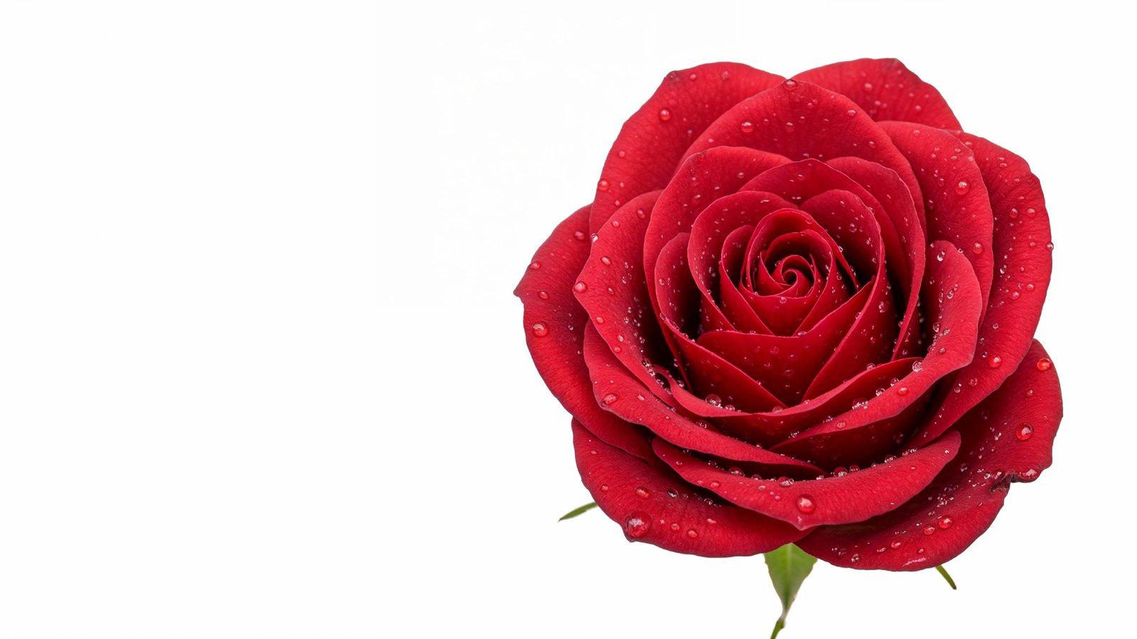 Elegant Red Rose with Dewdrops on White Background