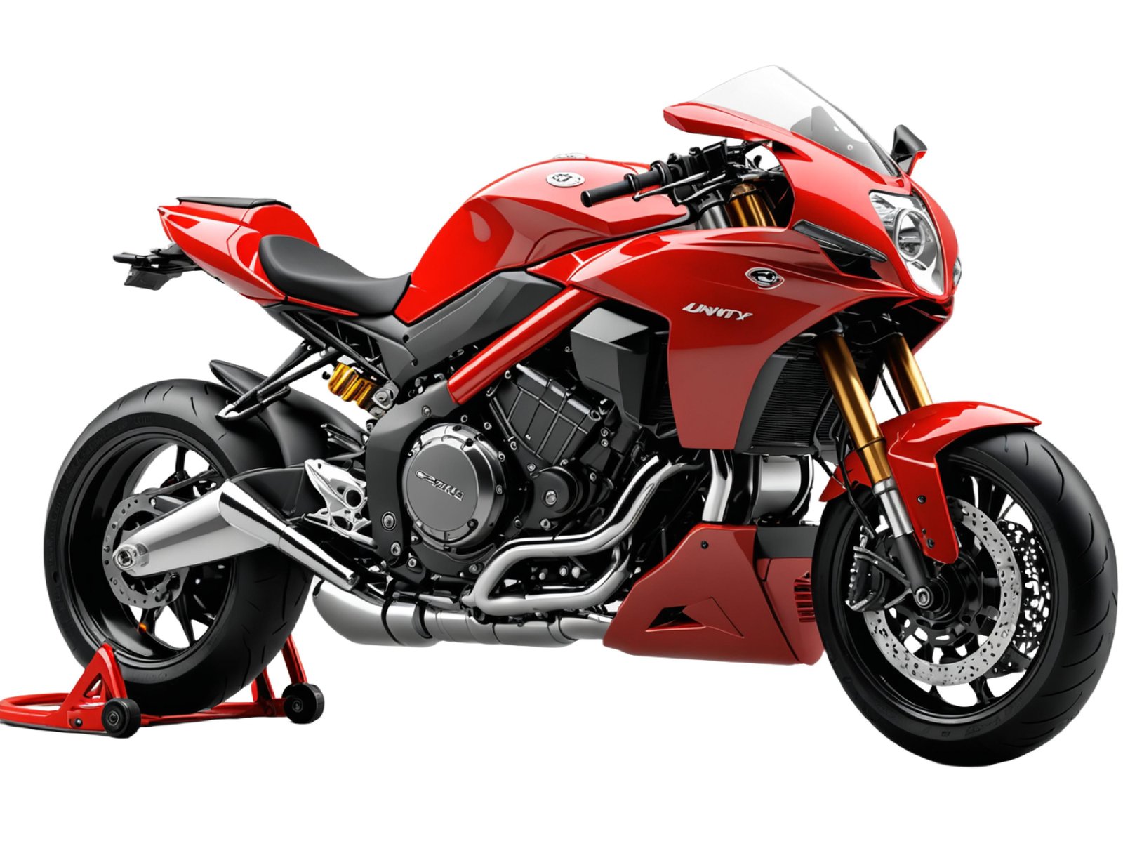 High Performance Red Sport Motorcycle Isolated on White Background