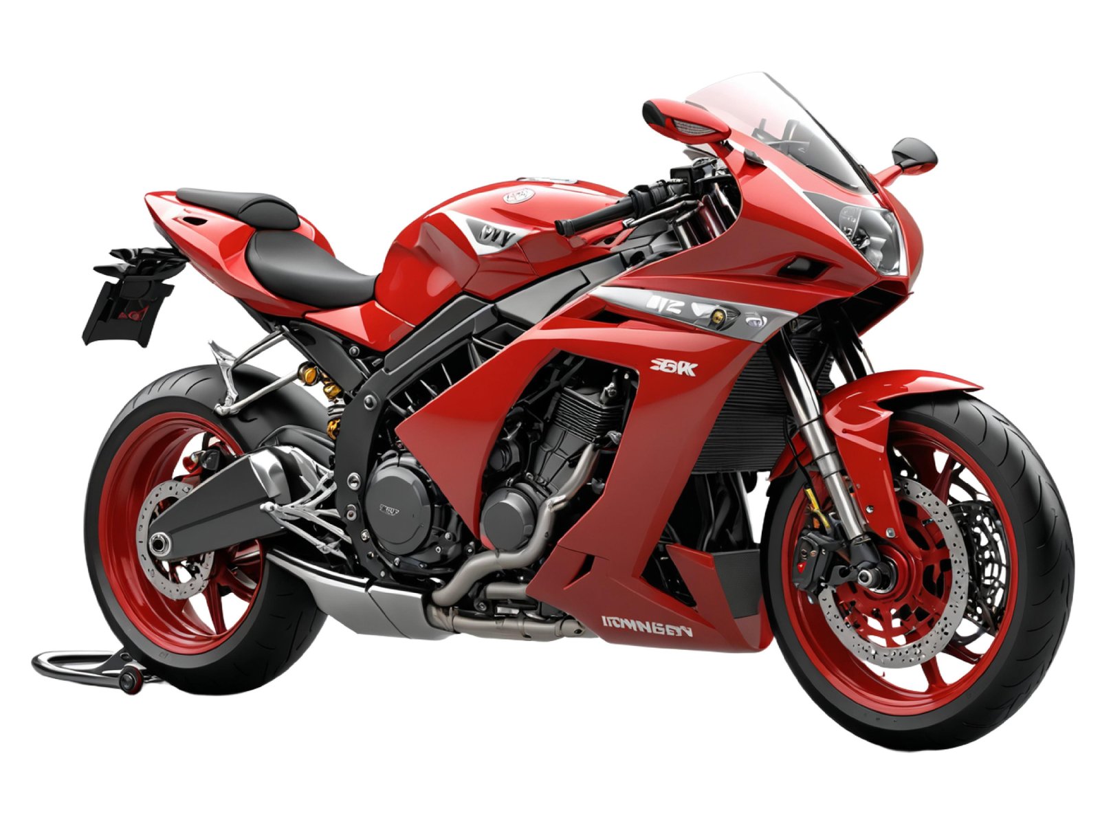 High Performance Red Sport Motorcycle Isolated on White Background
