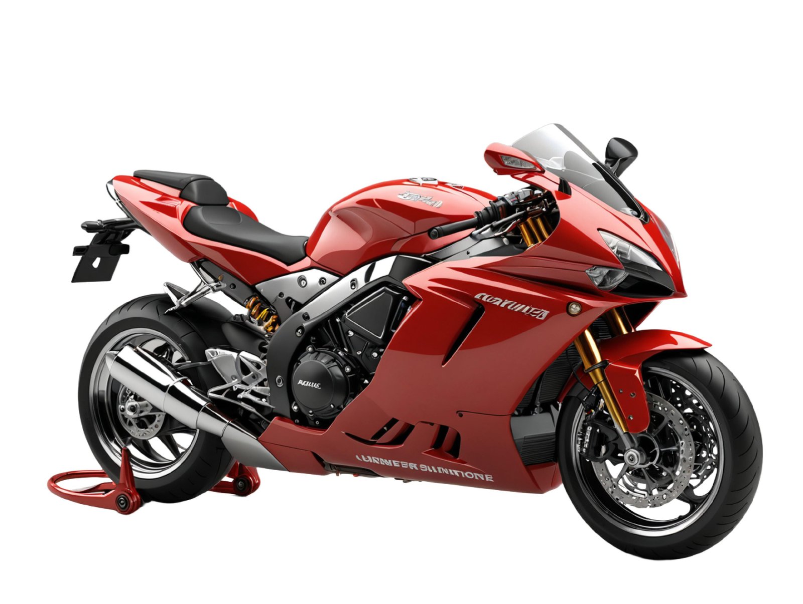 High Performance Red Sport Motorcycle Isolated on White Background