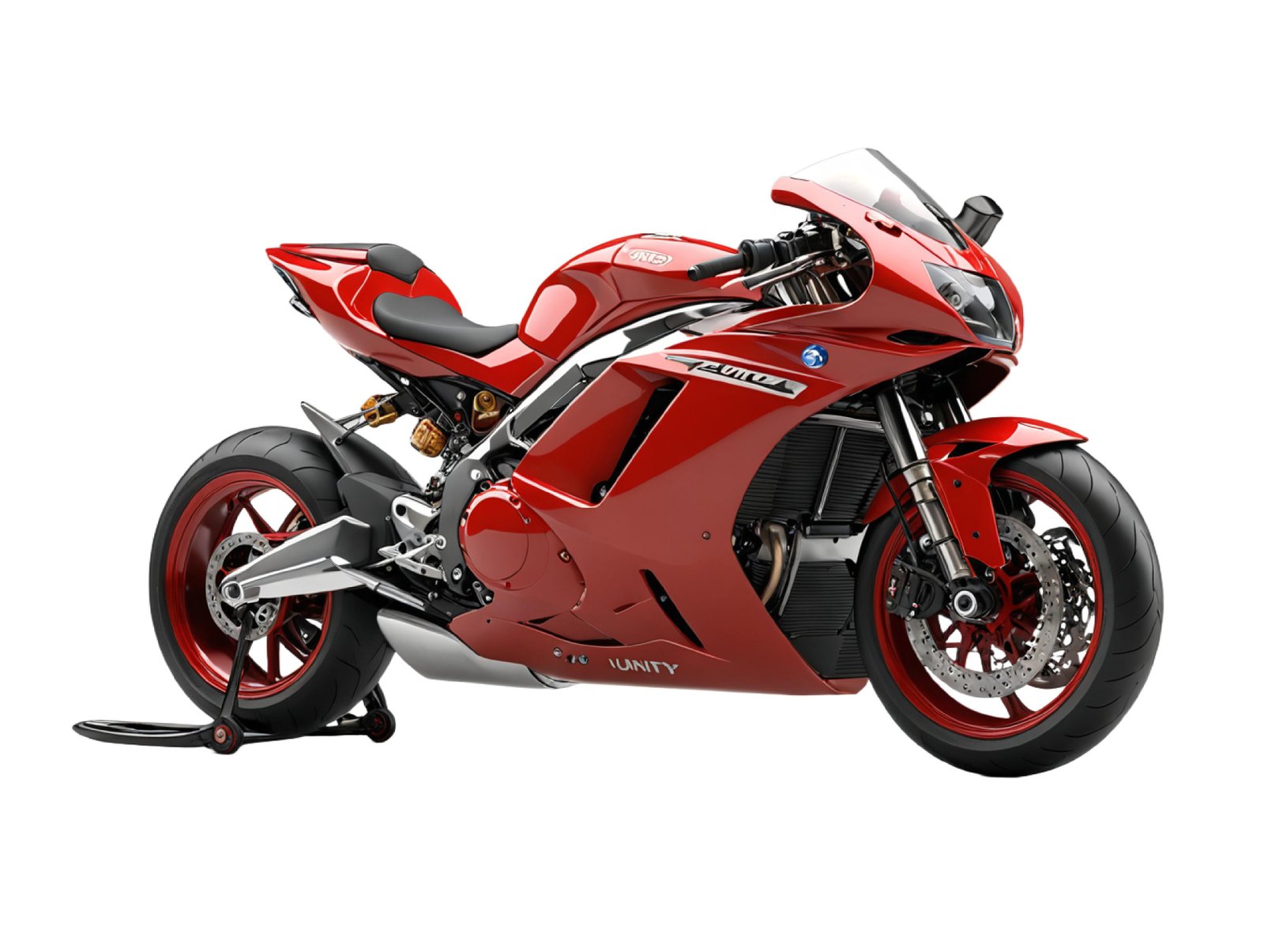 High Performance Red Sport Motorcycle Isolated on White Background