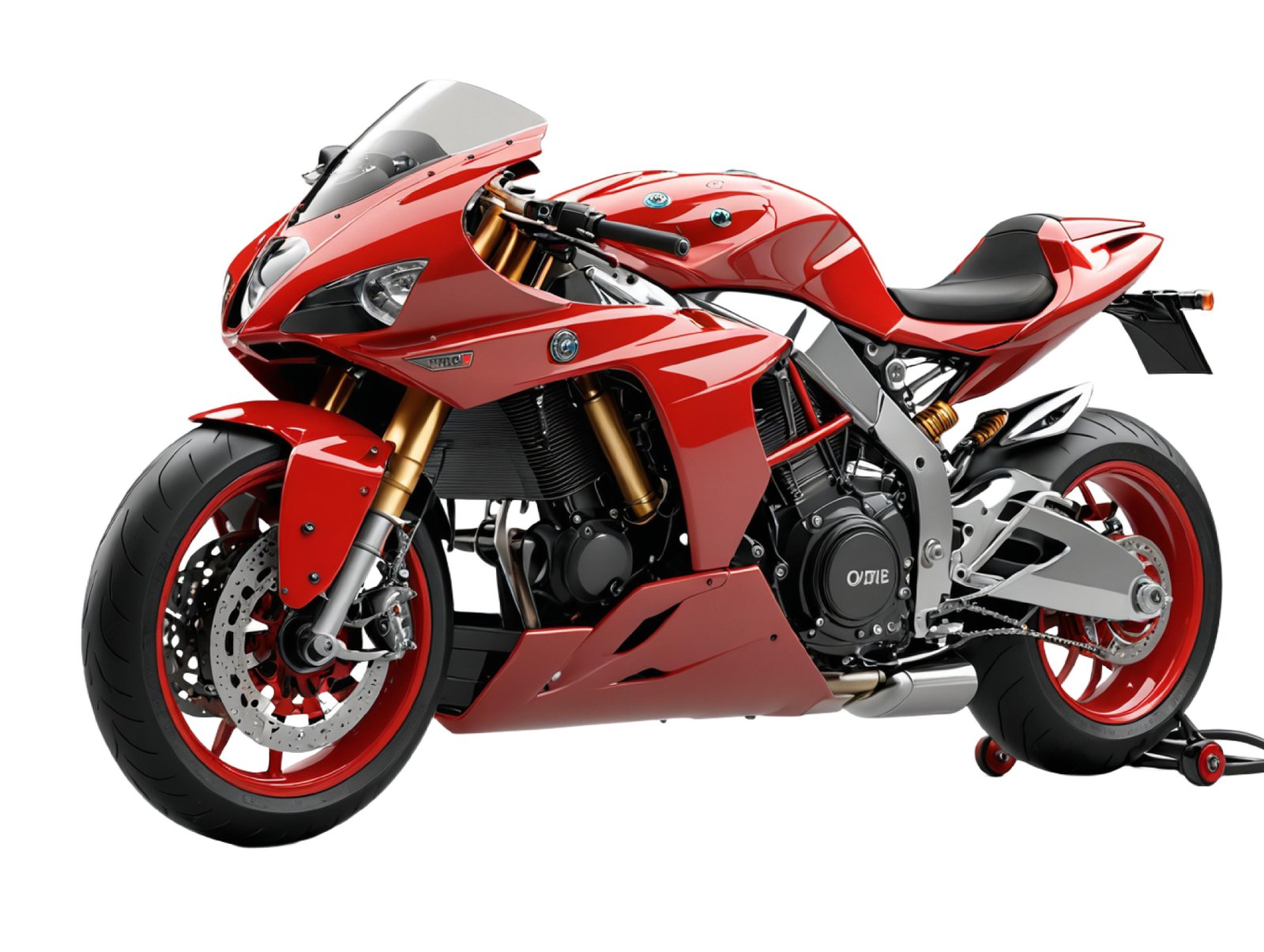 High Performance Red Sport Motorcycle Isolated on White Background