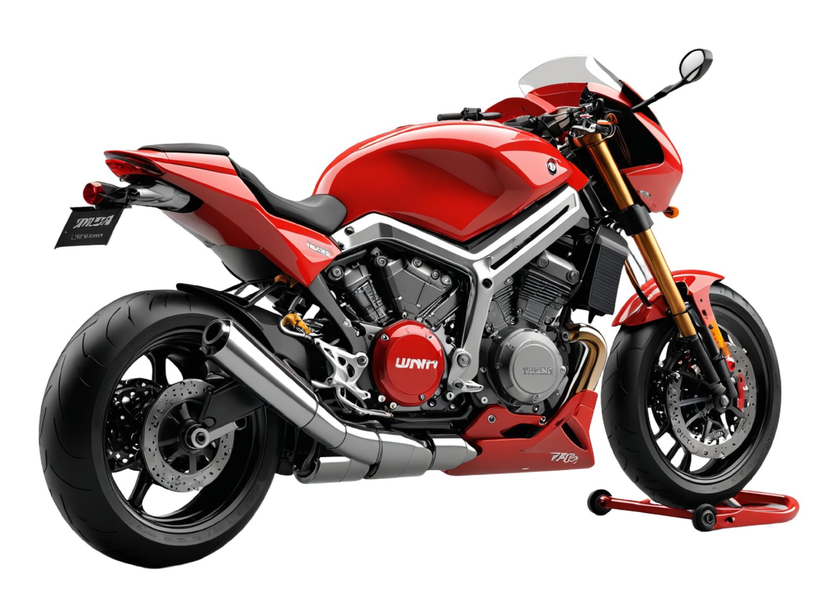 High Performance Red Sport Motorcycle Isolated on White Background