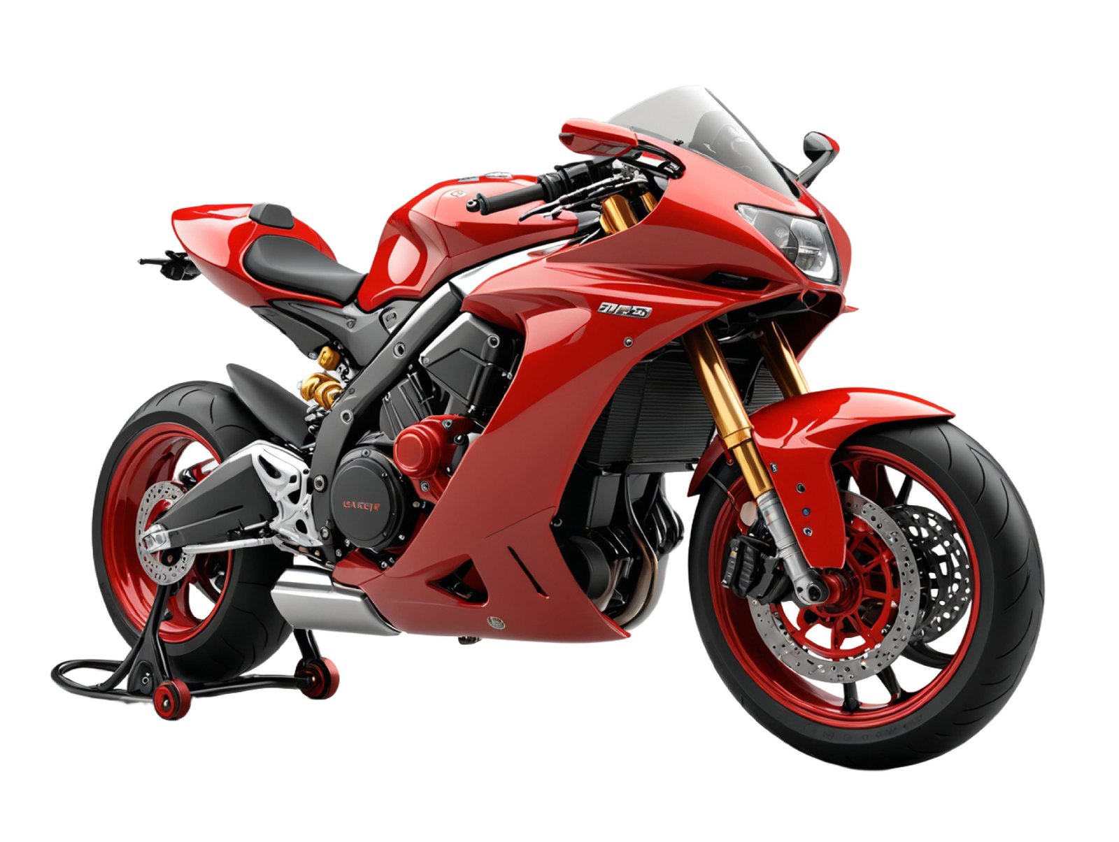High Performance Red Sport Motorcycle Isolated on White Background