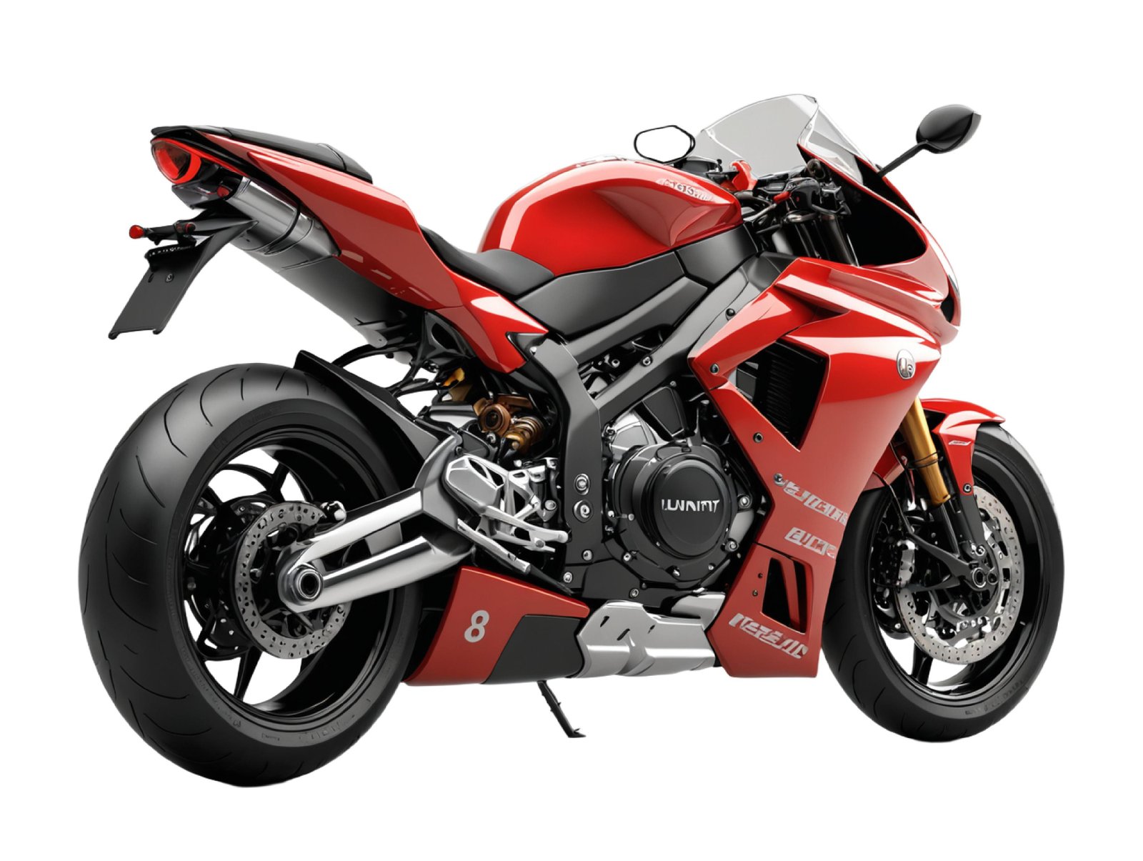 High Performance Red Sport Motorcycle Isolated on White Background