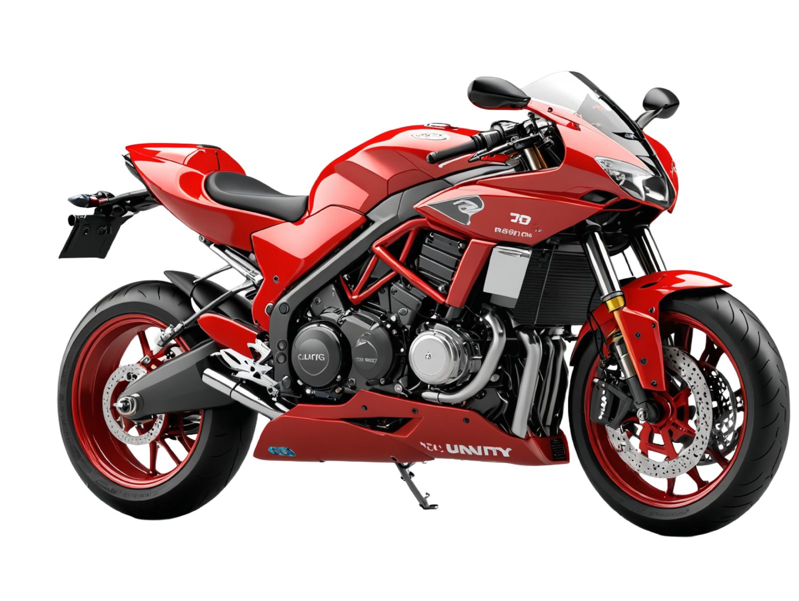 High Performance Red Sport Motorcycle Isolated on White Background
