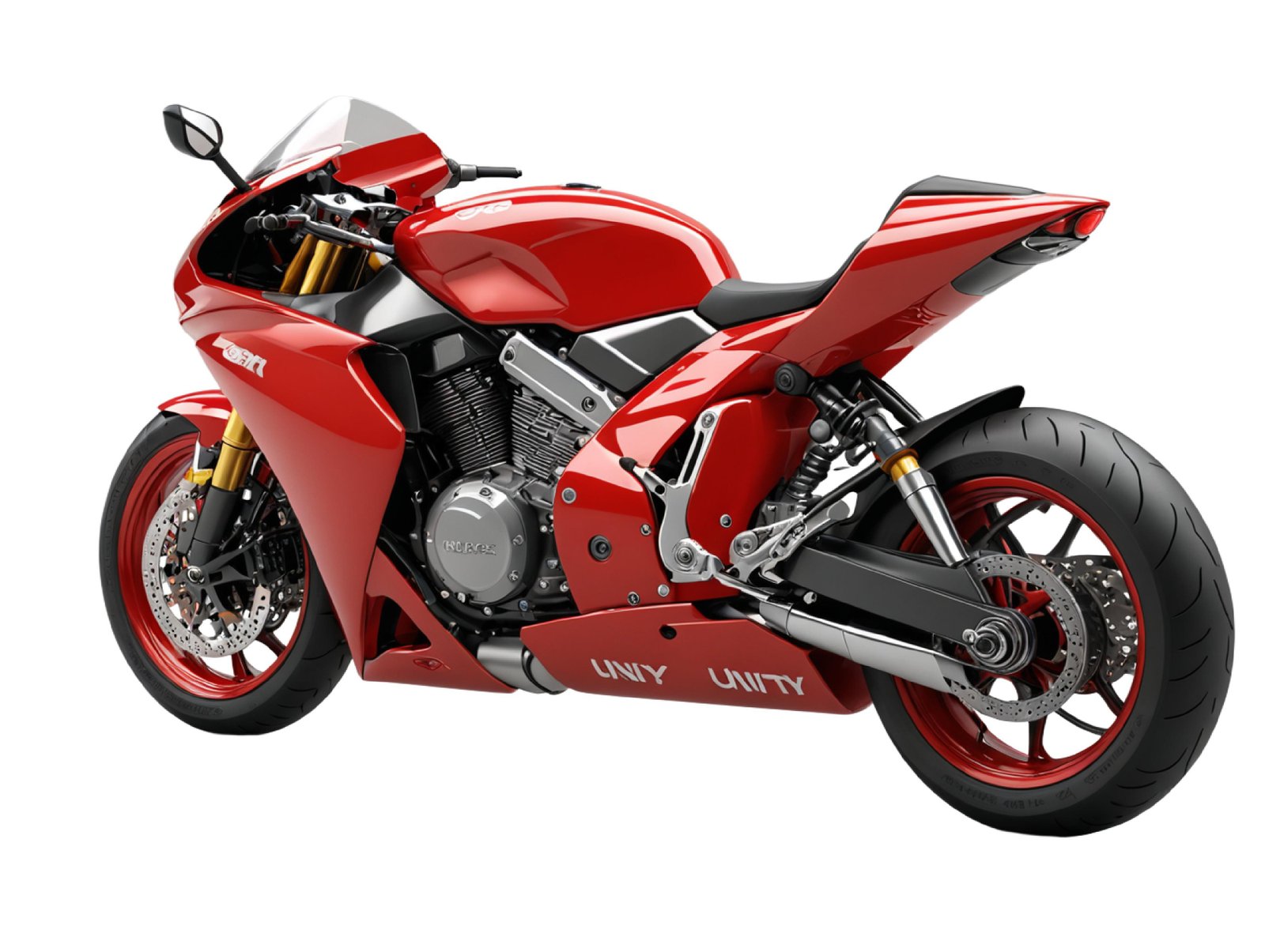 High Performance Red Sport Motorcycle Isolated on White Background