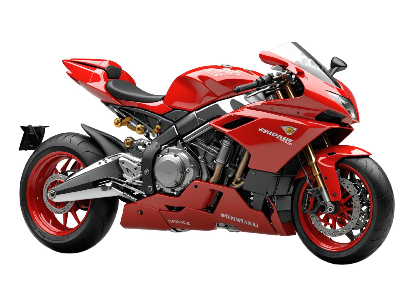 High Performance Red Sport Motorcycle Isolated on White Background