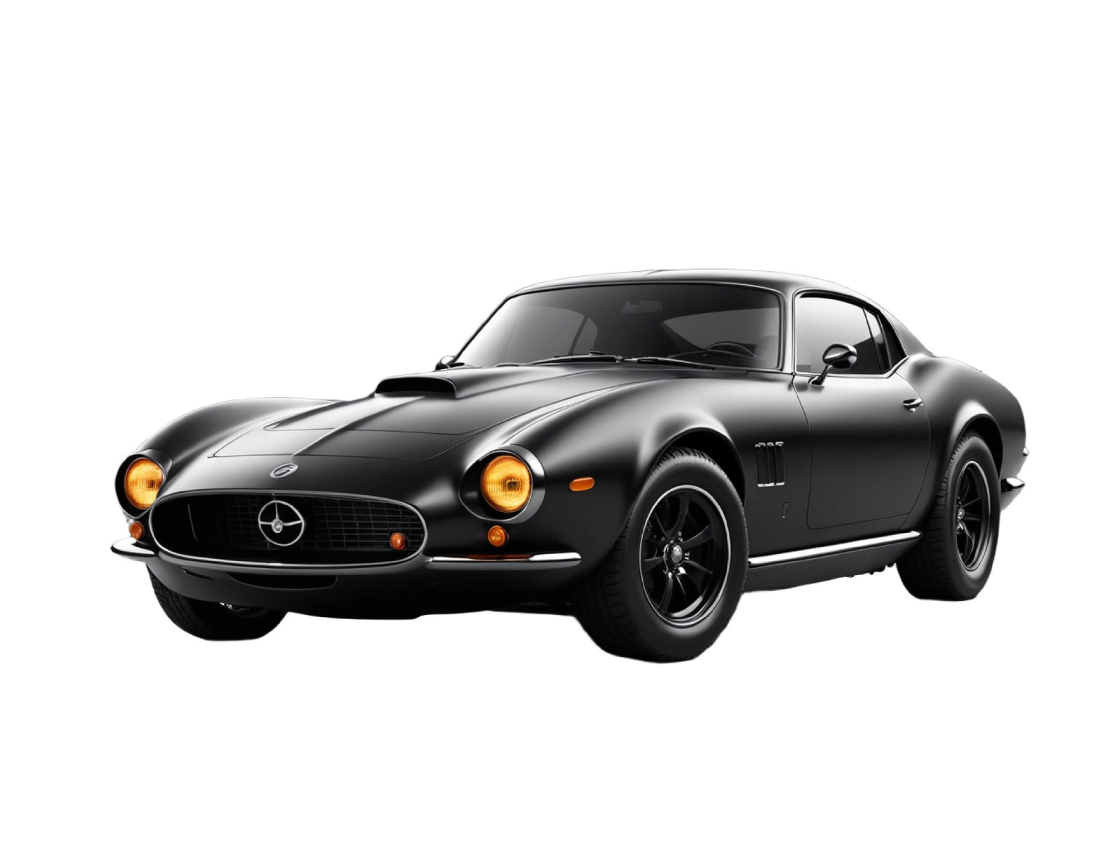 Luxury Black Sports Car Isolated on White Background