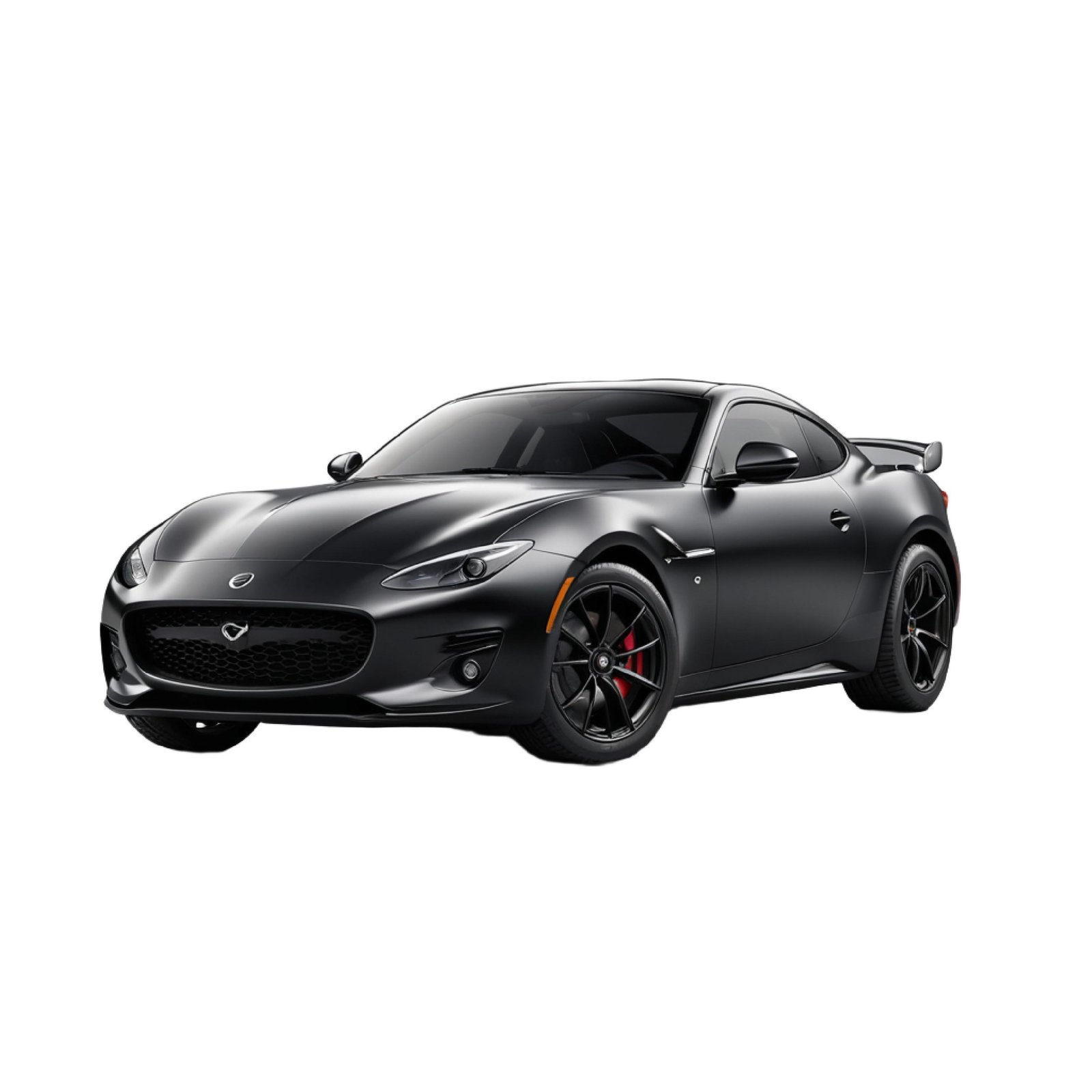 Luxury Black Sports Car Isolated on White Background