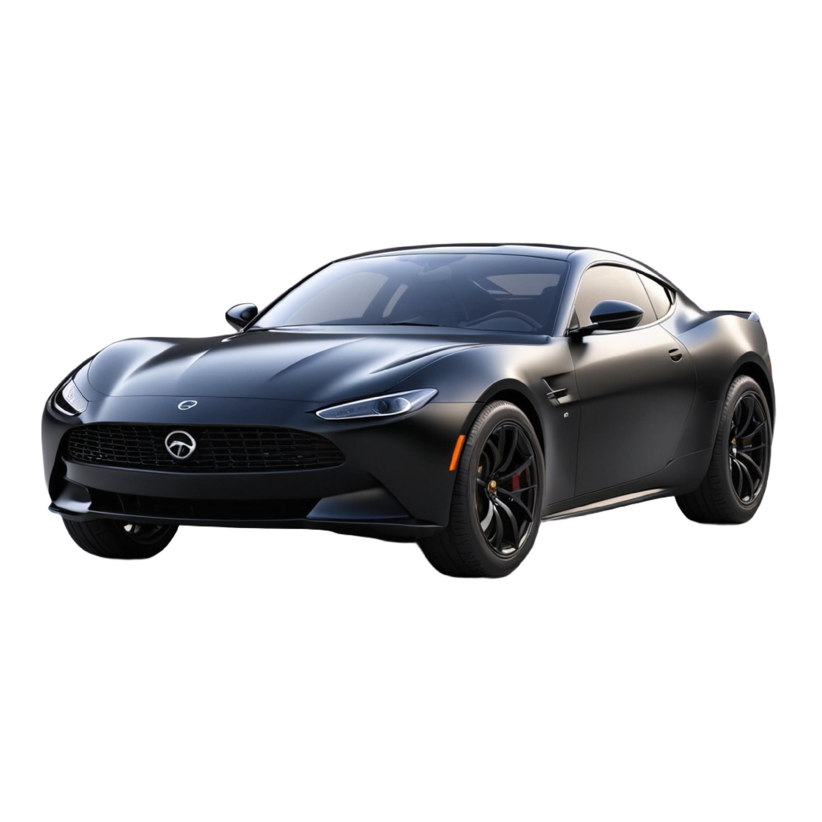 Luxury Black Sports Car Isolated on White Background