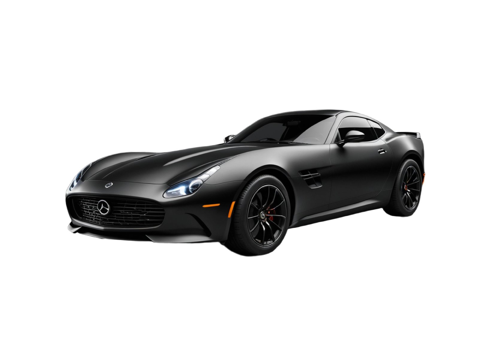 Luxury Black Sports Car Isolated on White Background