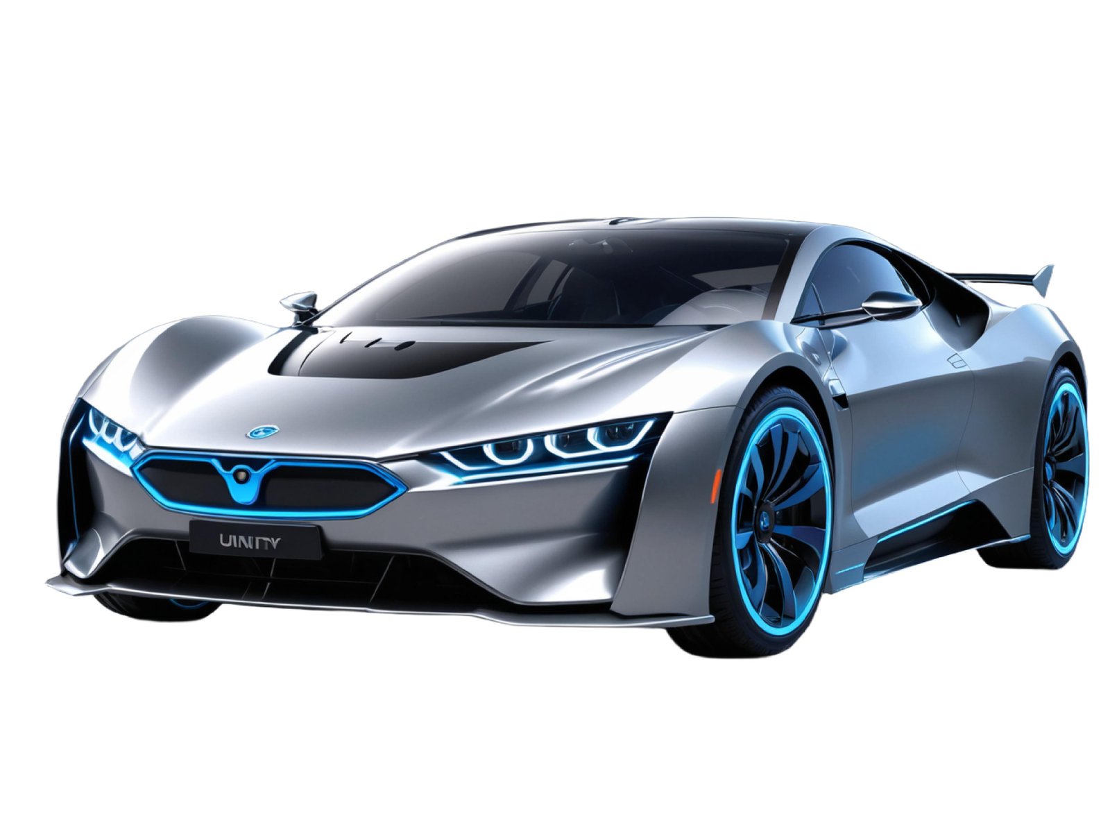 Modern Electric Sports Car Isolated on White Background