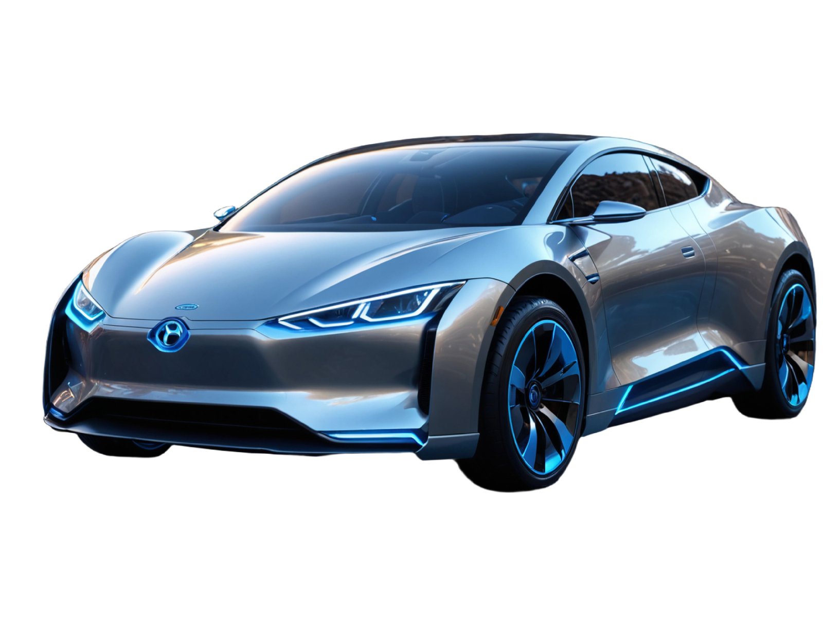 Modern Electric Sports Car Isolated on White Background
