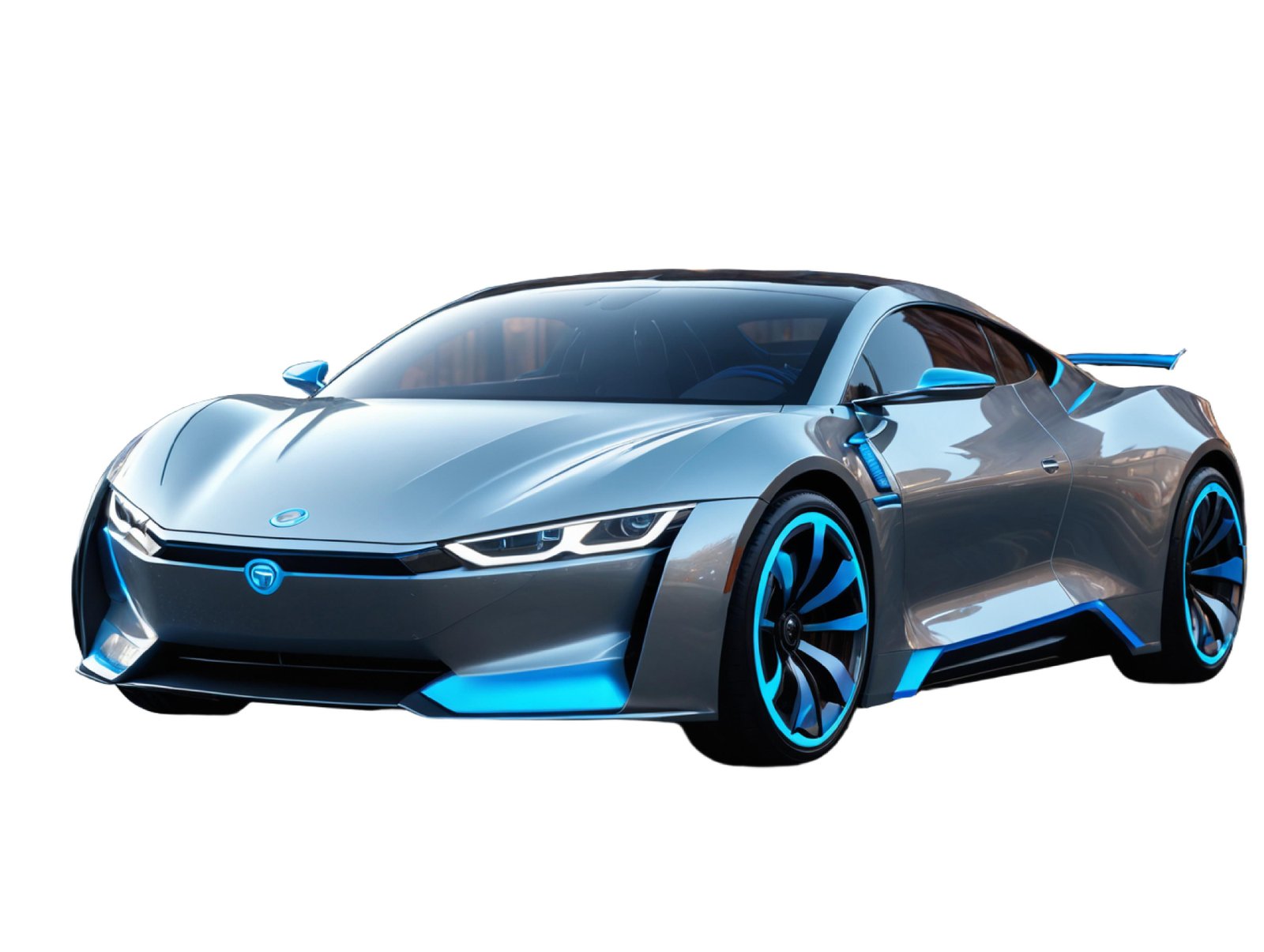Modern Electric Sports Car Isolated on White Background