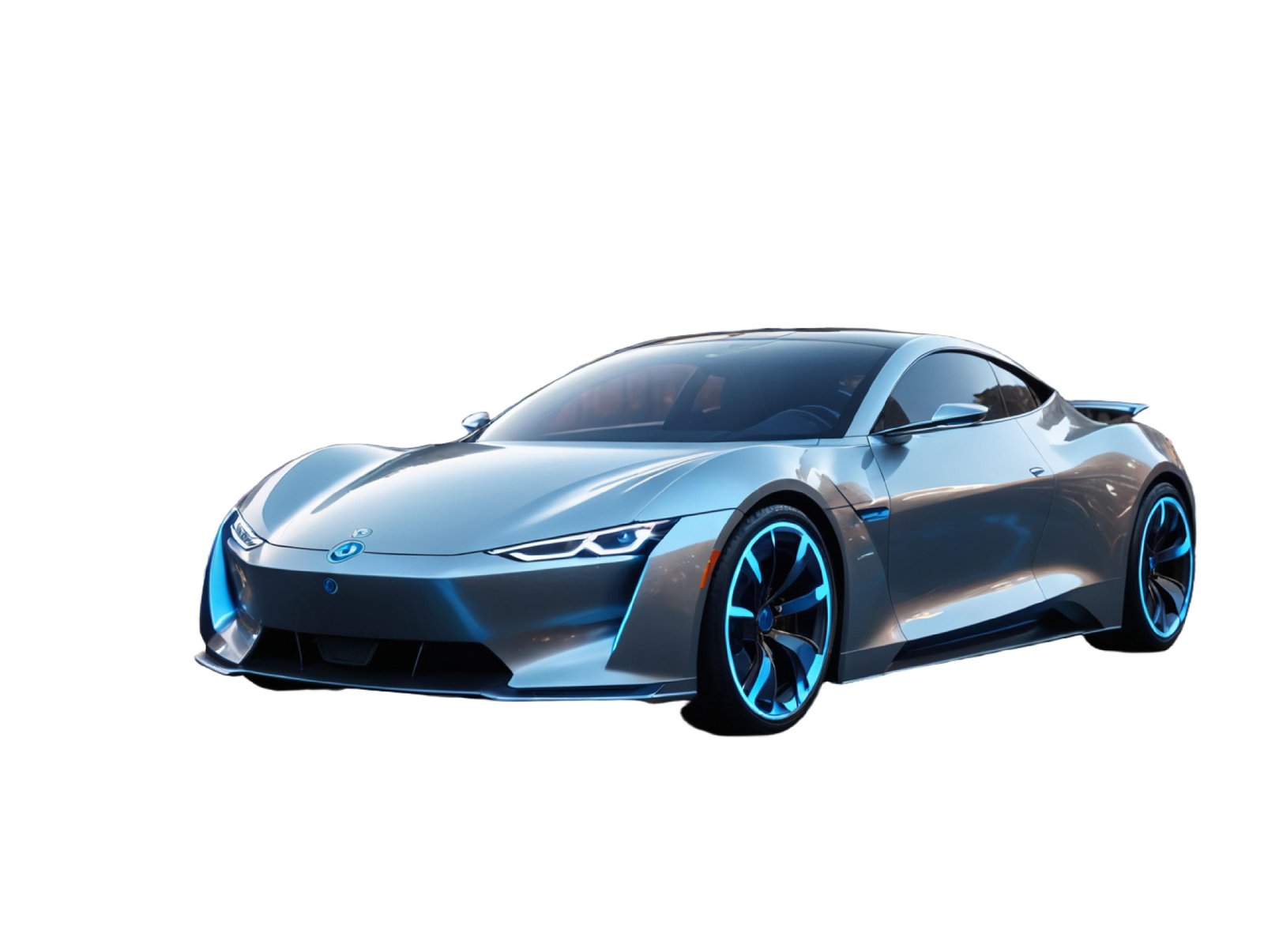 Modern Electric Sports Car Isolated on White Background