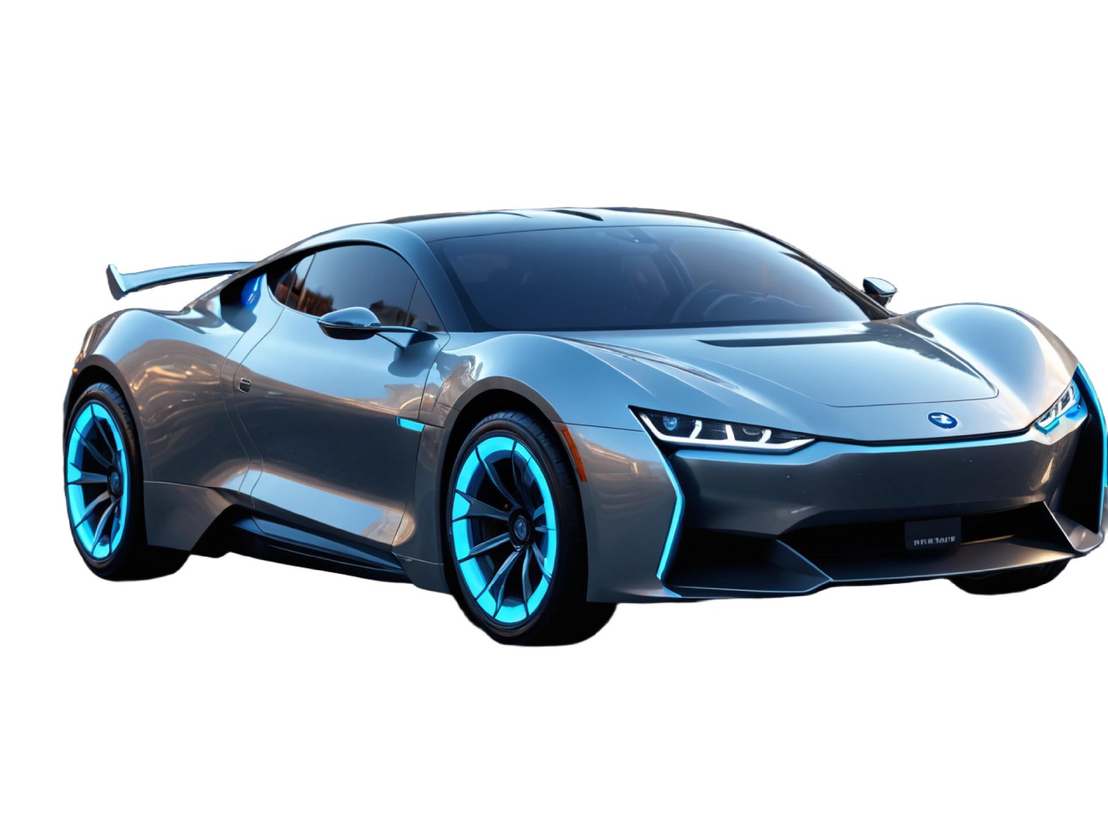 Modern Electric Sports Car Isolated on White Background