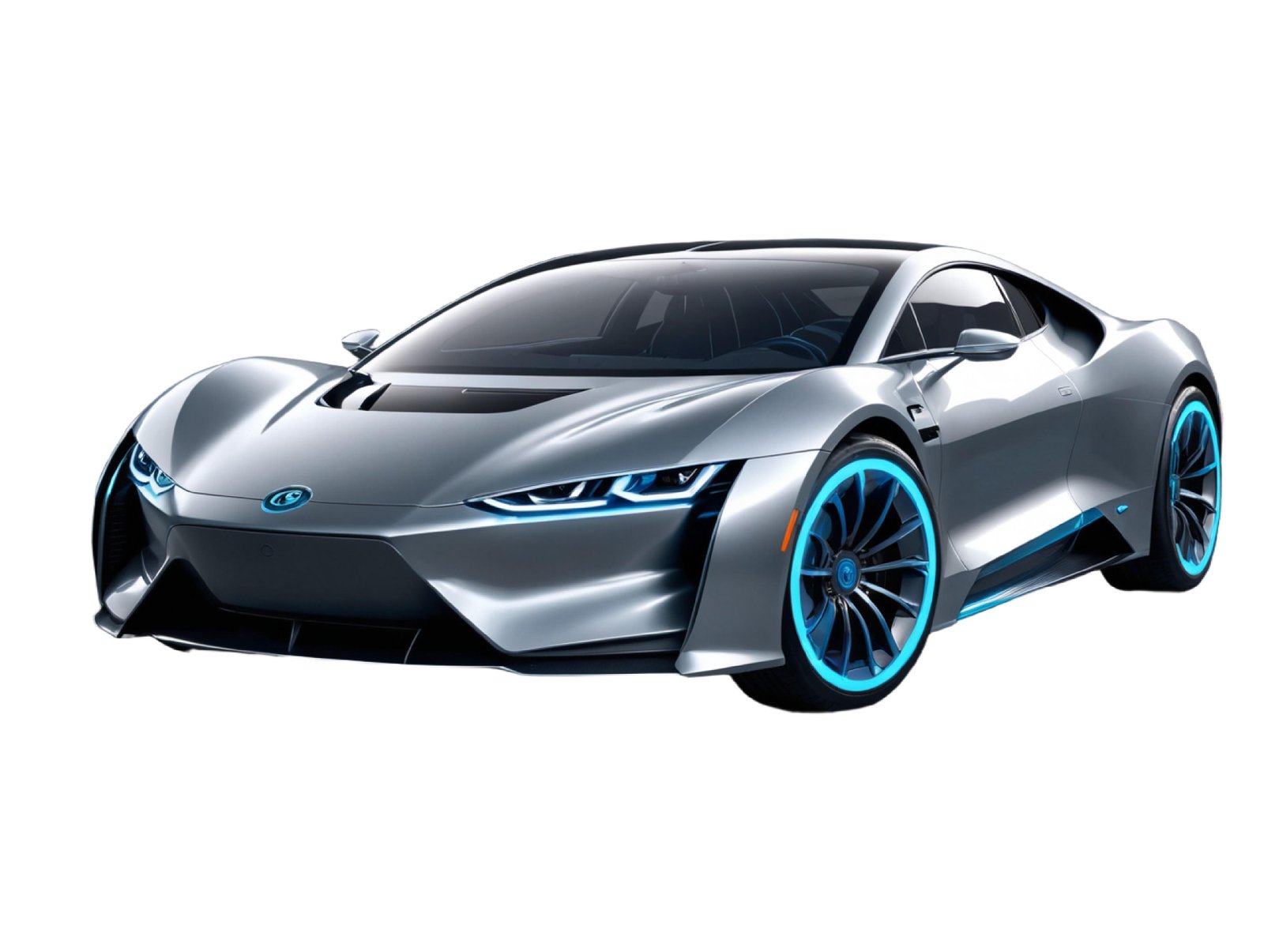 Modern Electric Sports Car Isolated on White Background