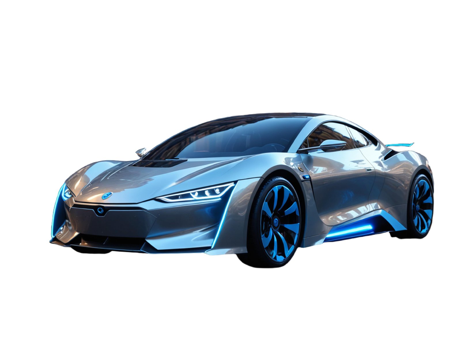 Modern Electric Sports Car Isolated on White Background