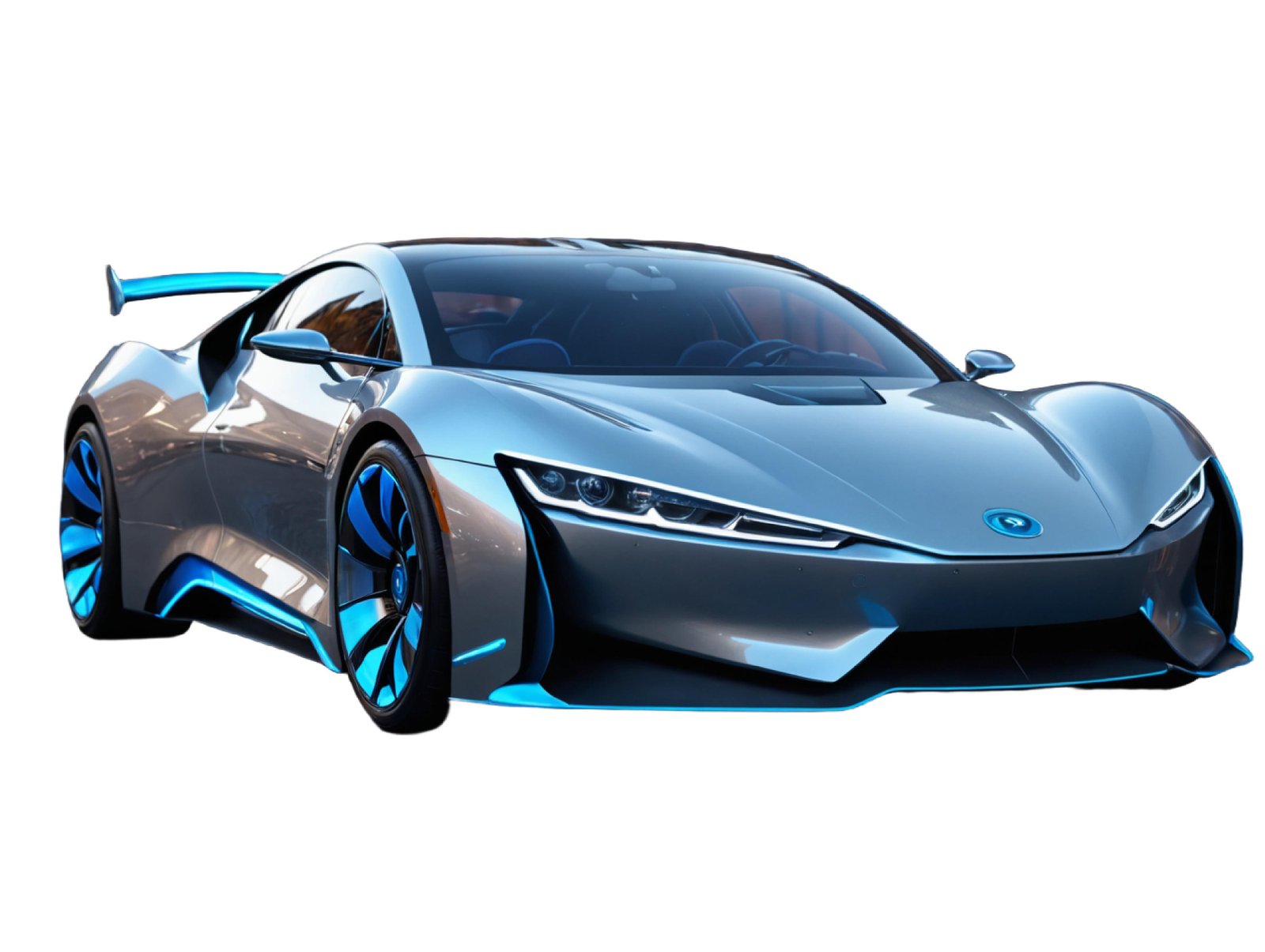 Modern Electric Sports Car Isolated on White Background