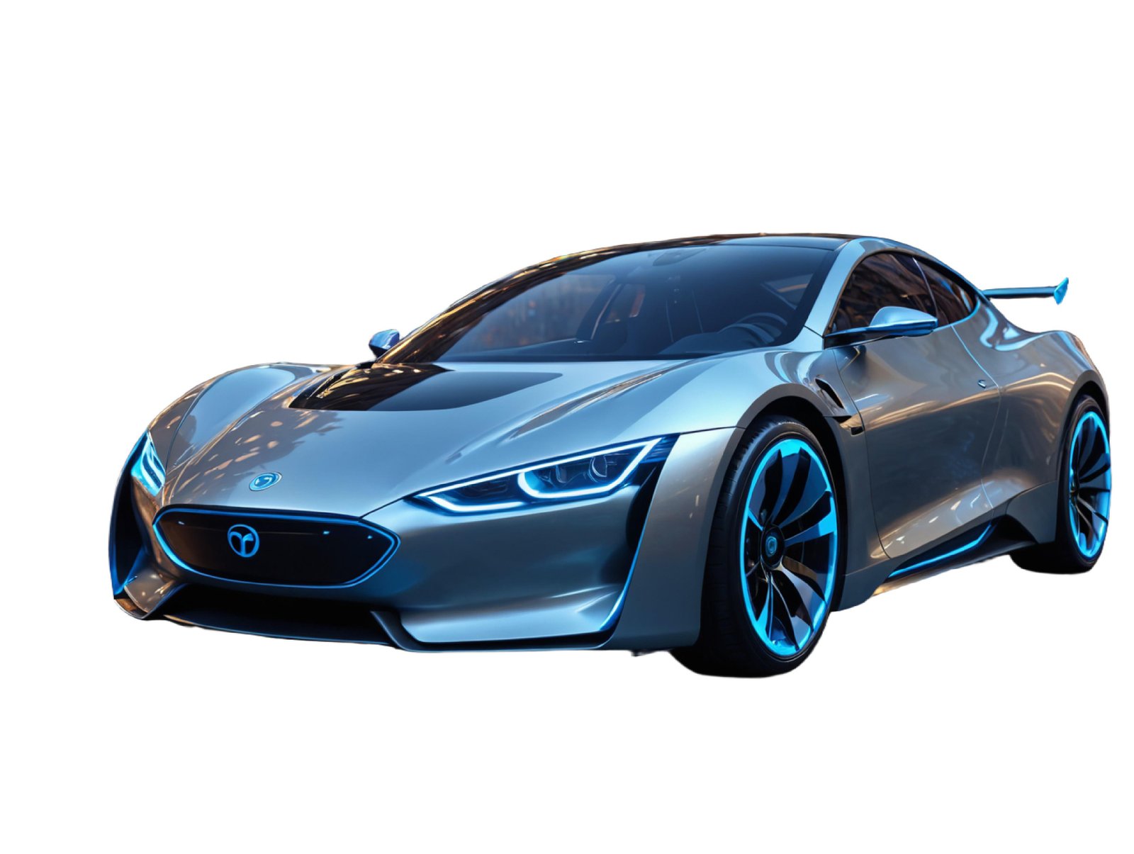 Modern Electric Sports Car Isolated on White Background