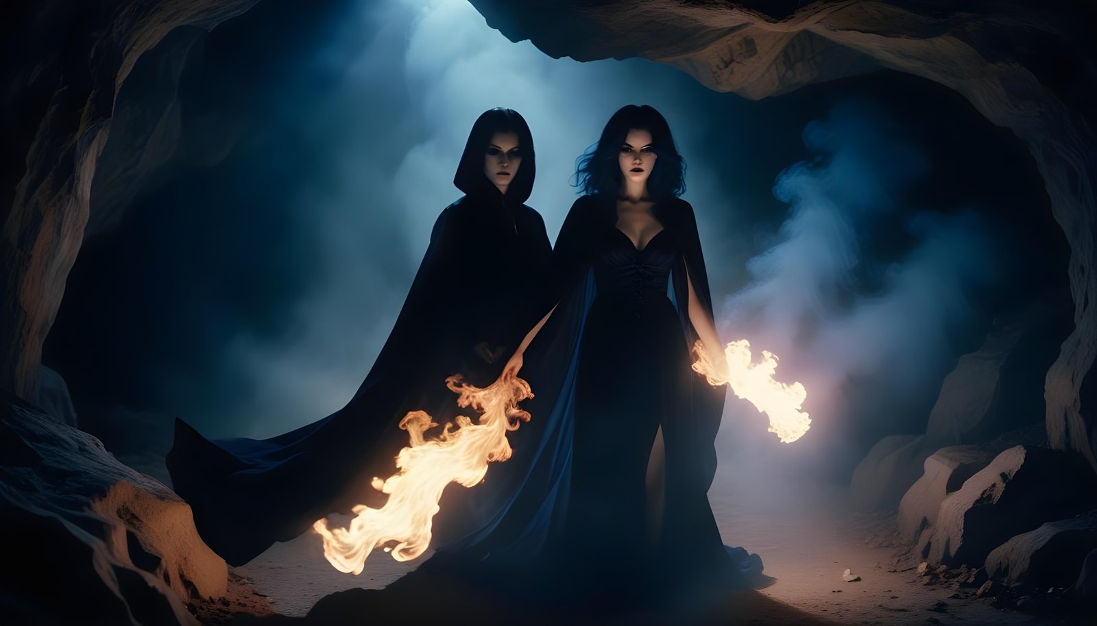 Mystical Vampire Queen Holding Red Rose in Dark Fantasy Gothic Setting