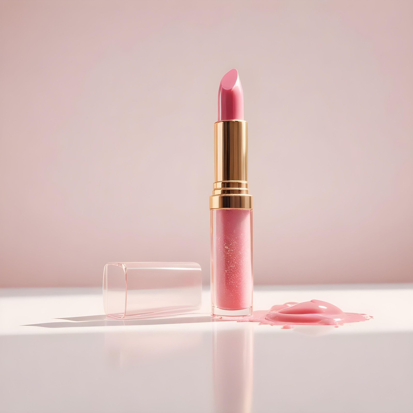 Premium Pink Lipstick and Lip Gloss Cosmetic Product Mockup on Clean Background
