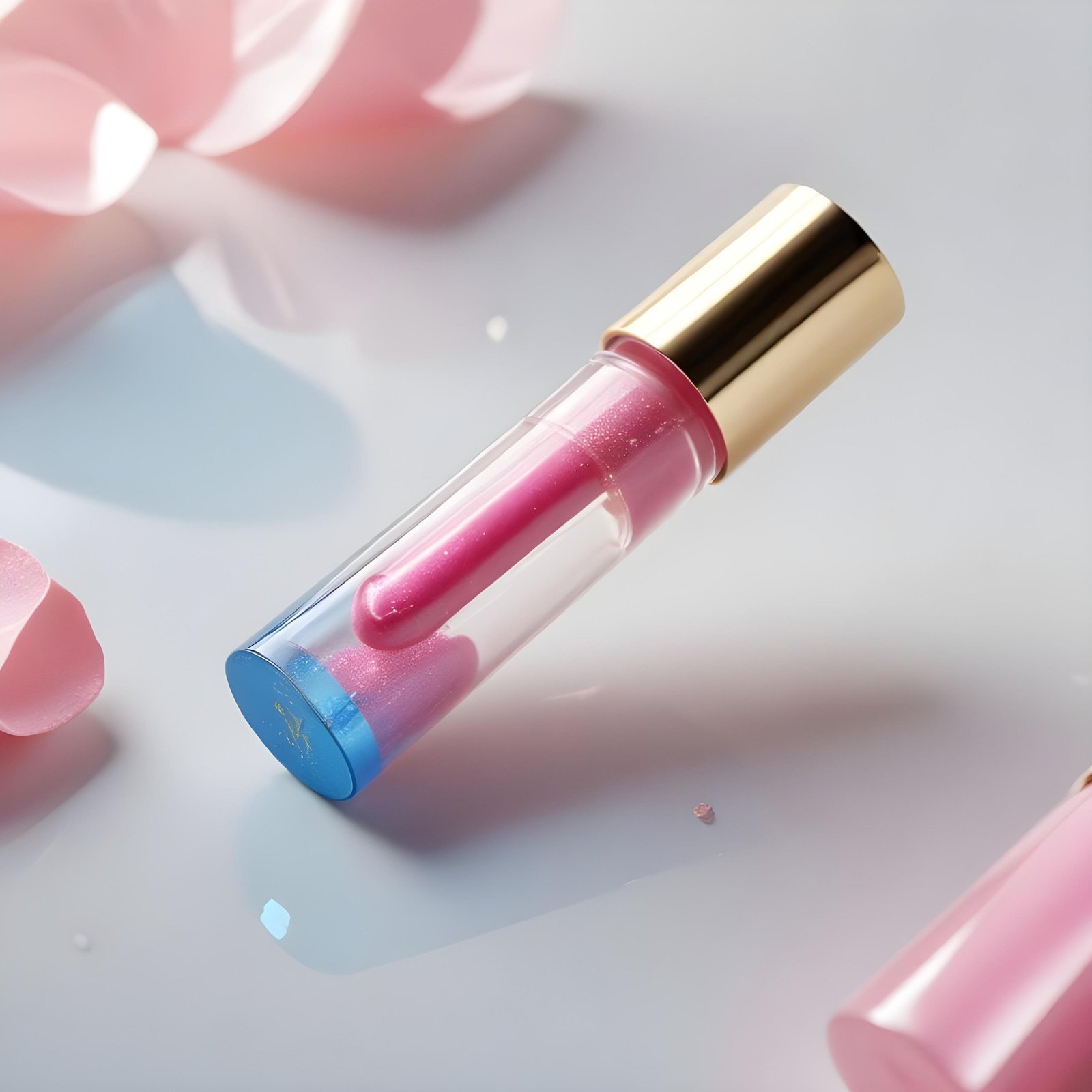 Premium Pink Lipstick and Lip Gloss Cosmetic Product Mockup on Clean Background
