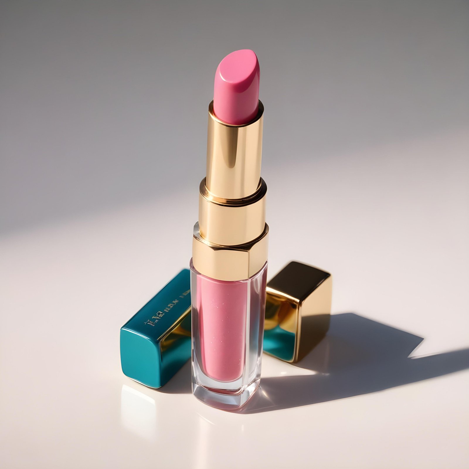 Premium Pink Lipstick and Lip Gloss Cosmetic Product Mockup on Clean Background