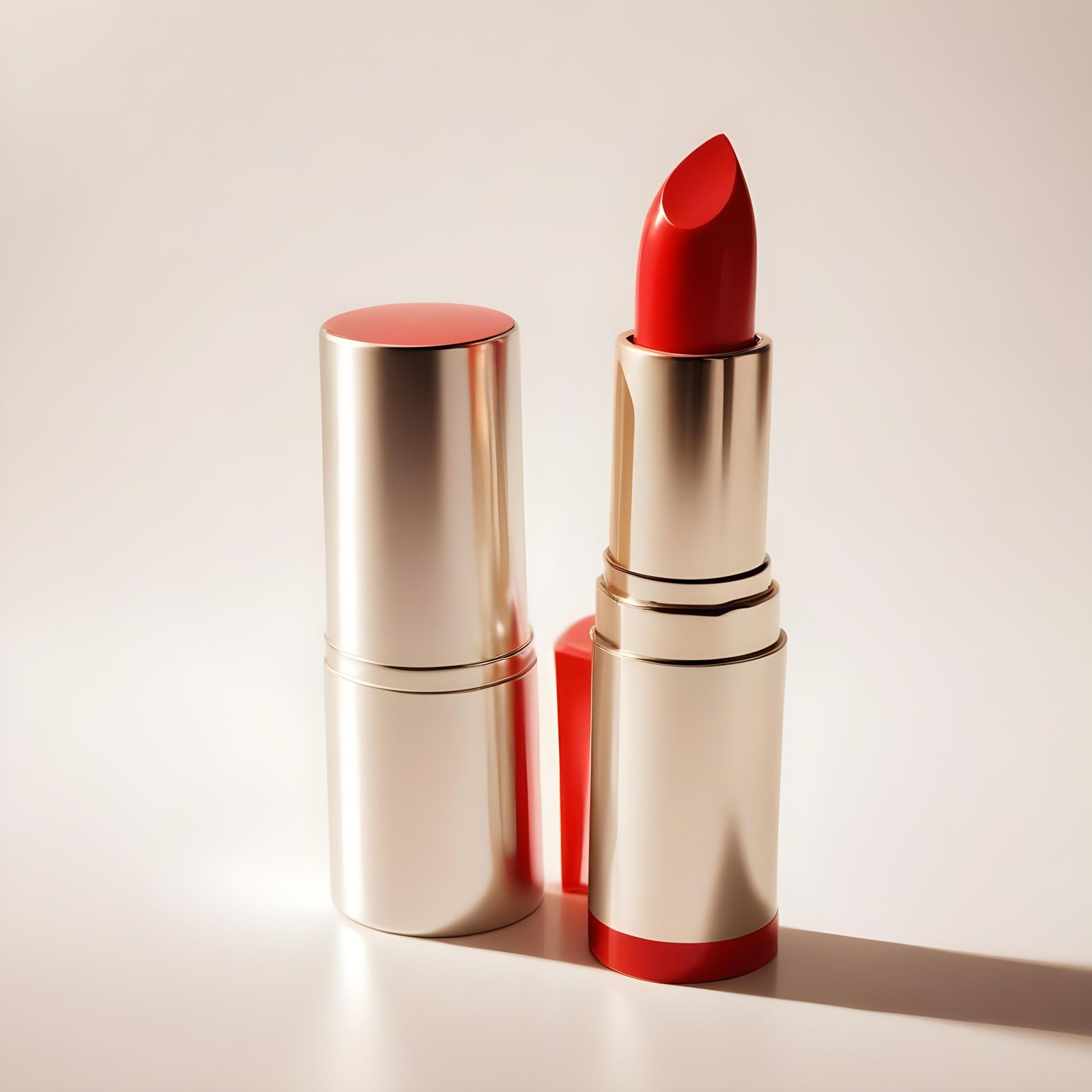 Premium Red Lipstick Cosmetic Product Mockup Isolated on Clean Background