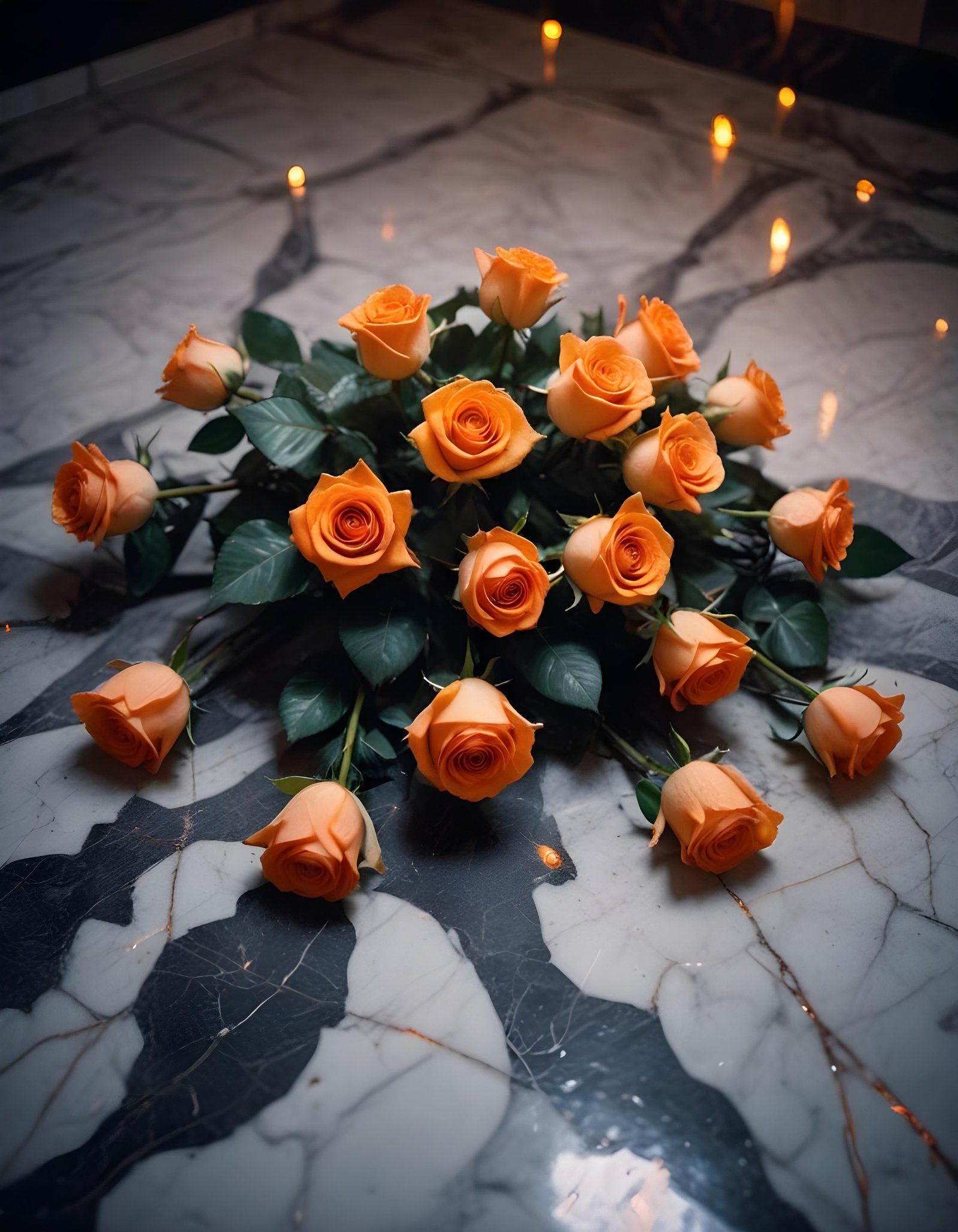 Romantic Rose Flower Bouquet with Candlelight and Cozy Love Theme Background