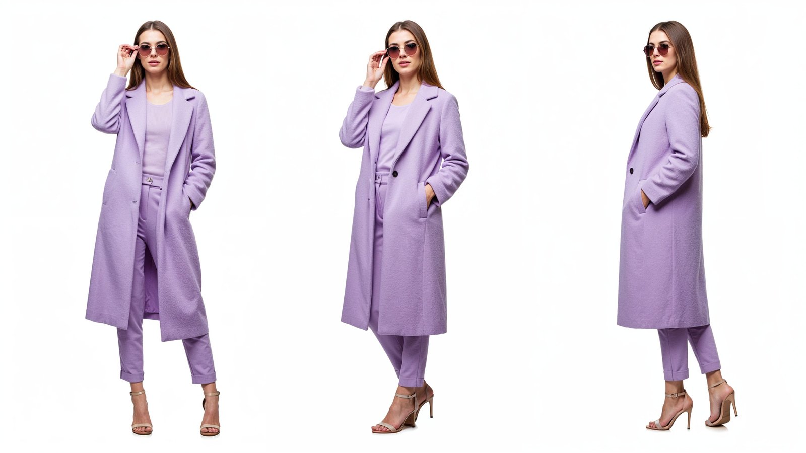 Stylish Young Woman Wearing Elegant Coat and Modern Fashion Outfit