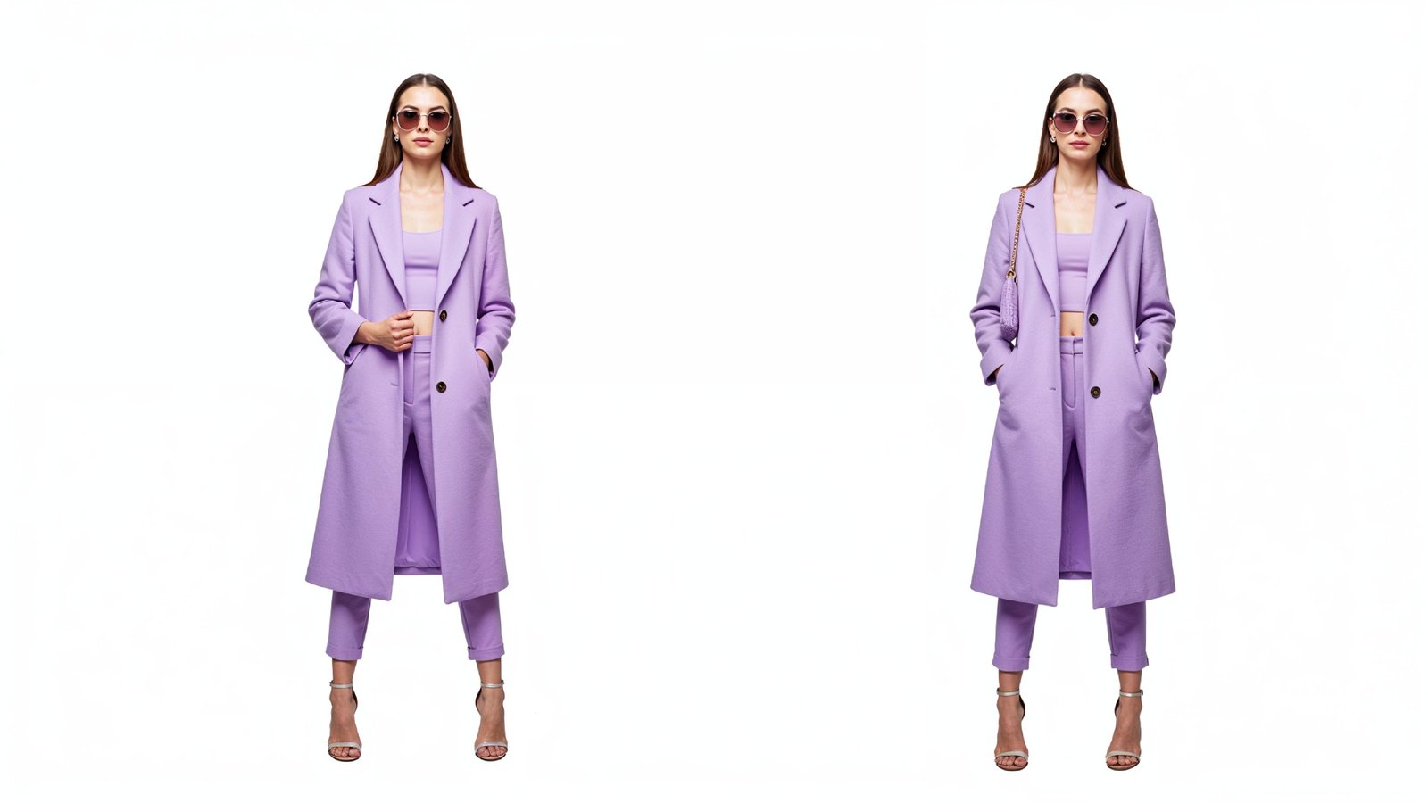 Stylish Young Woman Wearing Elegant Coat and Modern Fashion Outfit