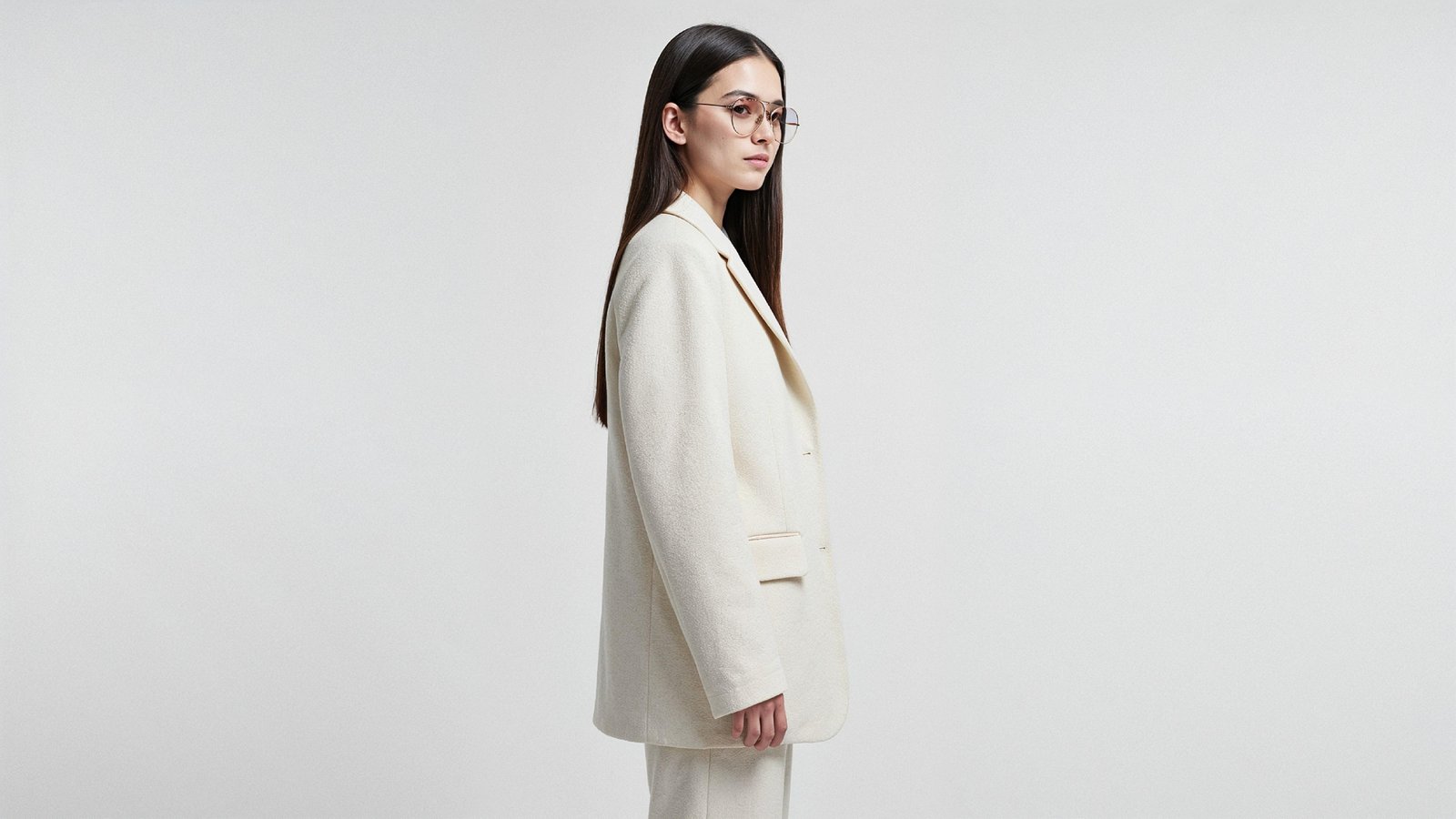 Stylish Young Woman Wearing Elegant Coat and Modern Fashion Outfit
