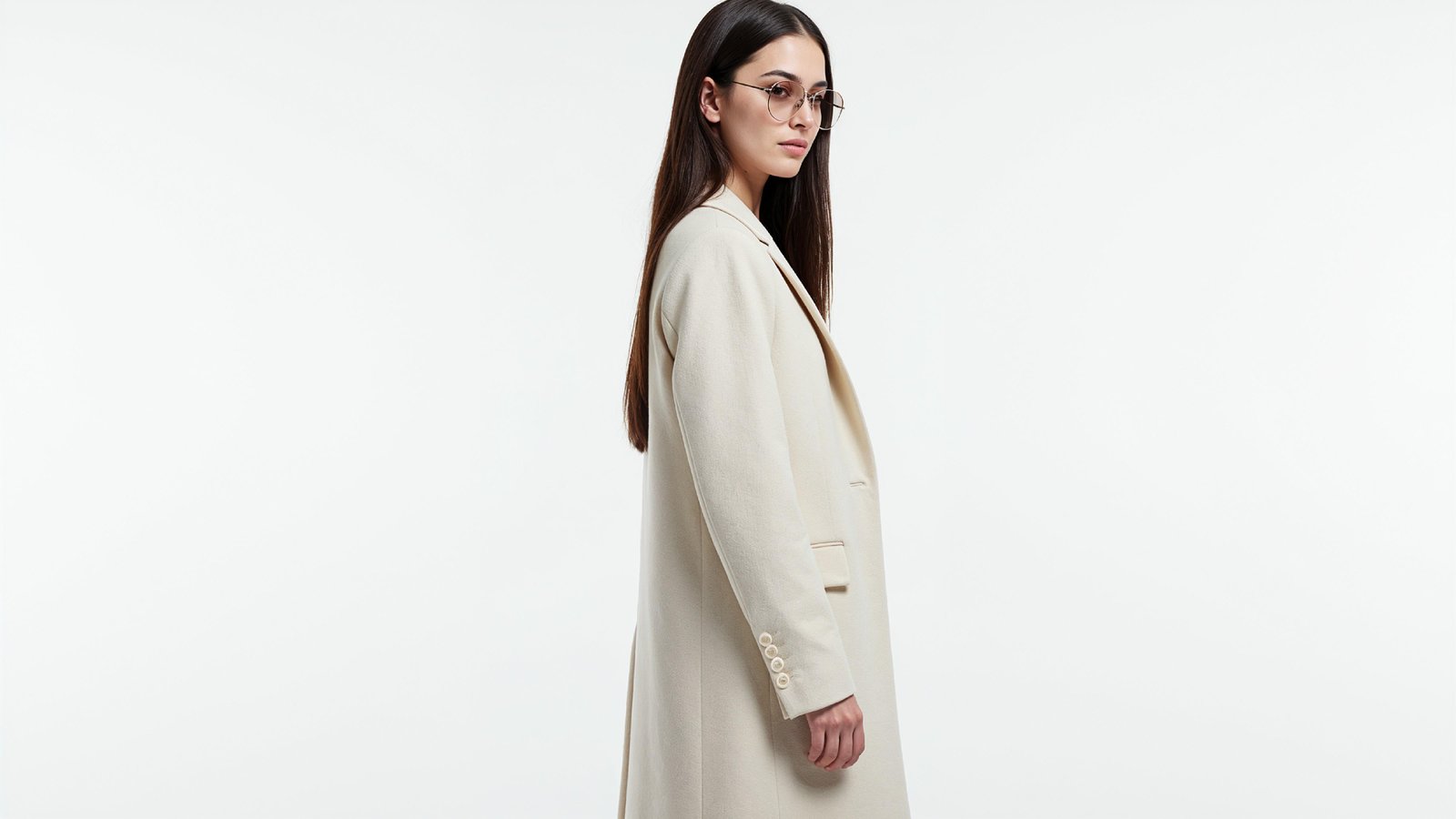 Stylish Young Woman Wearing Elegant Coat and Modern Fashion Outfit
