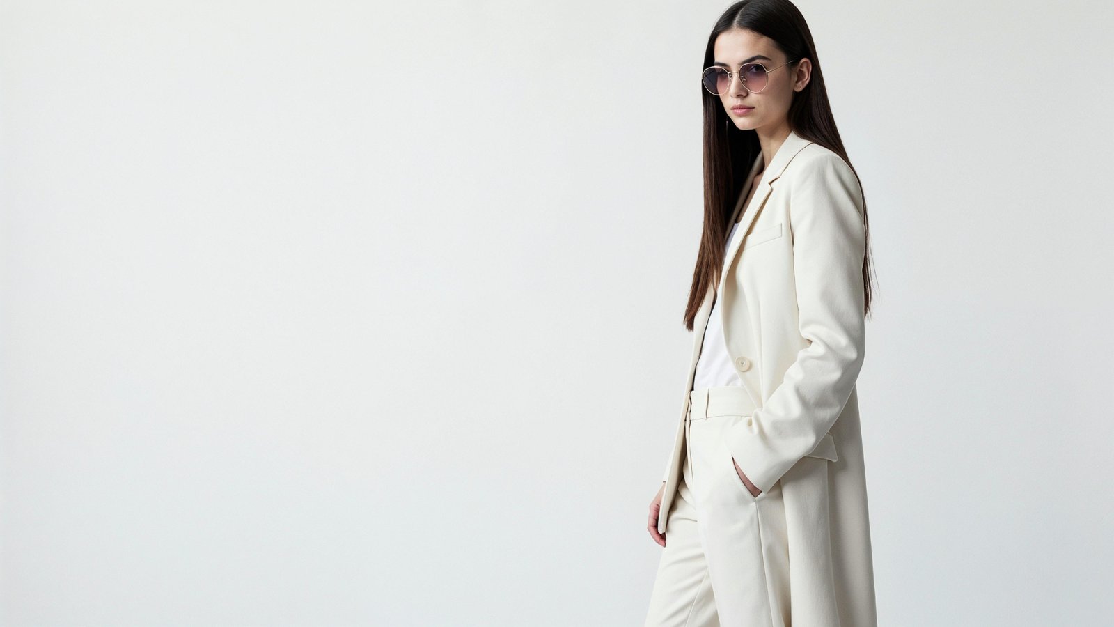 Stylish Young Woman Wearing Elegant Coat and Modern Fashion Outfit