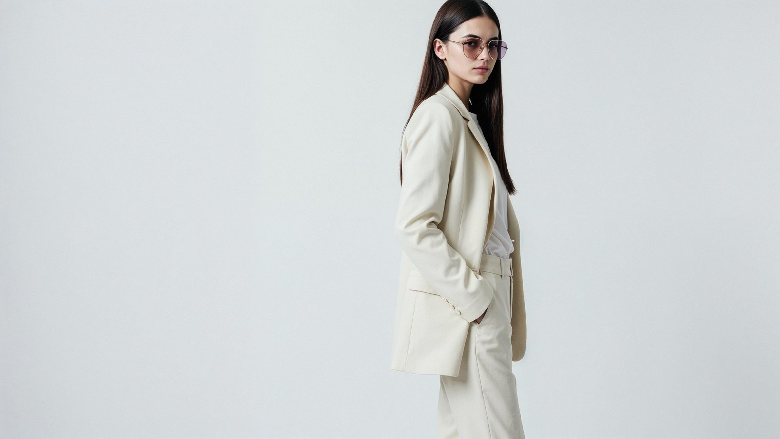 Stylish Young Woman Wearing Elegant Coat and Modern Fashion Outfit