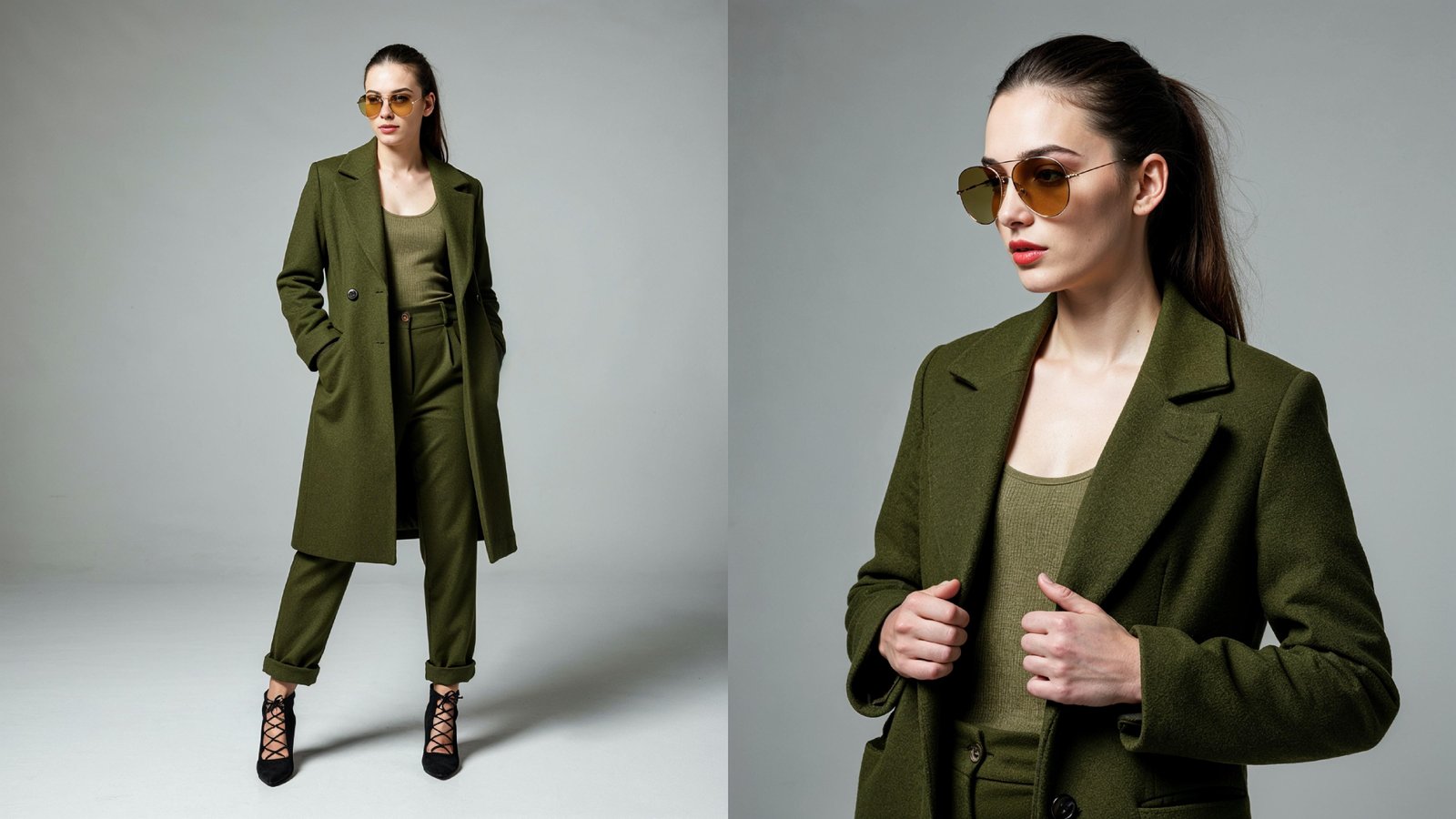 Stylish Young Woman Wearing Elegant Coat and Modern Fashion Outfit