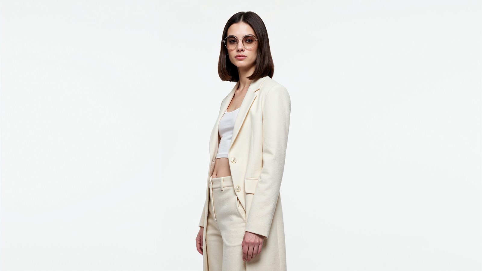 Stylish Young Woman Wearing Elegant Coat and Modern Fashion Outfit