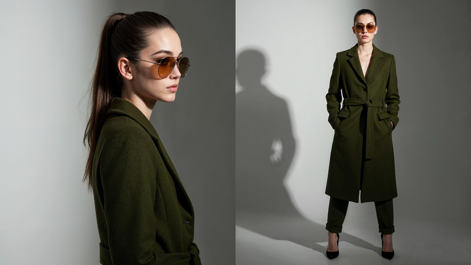 Stylish Young Woman Wearing Elegant Coat and Modern Fashion Outfit