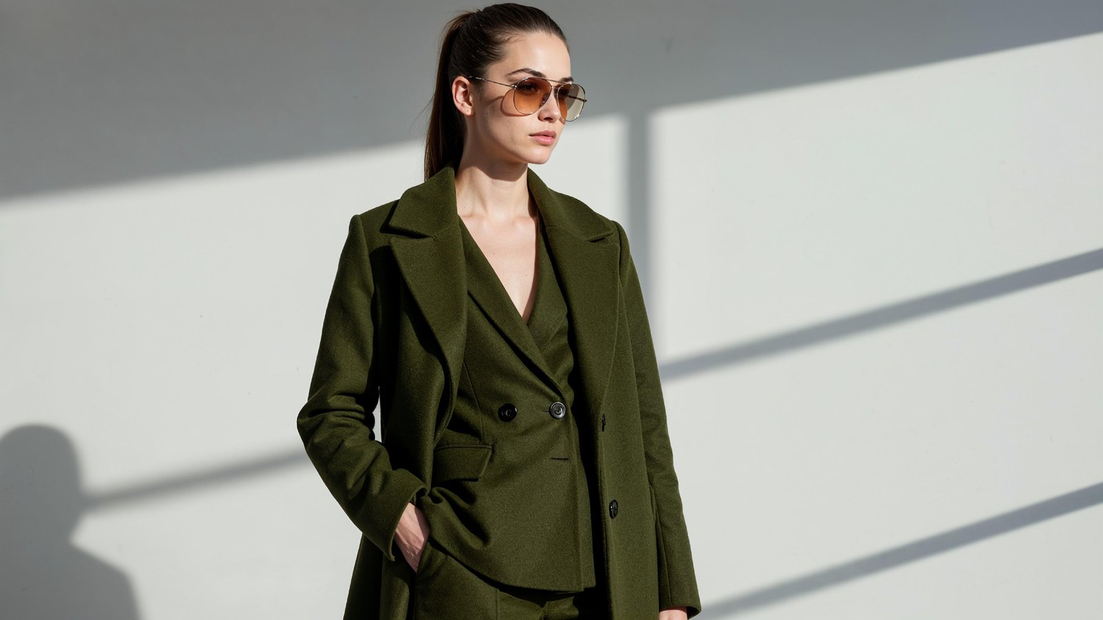 Stylish Young Woman Wearing Elegant Coat and Modern Fashion Outfit