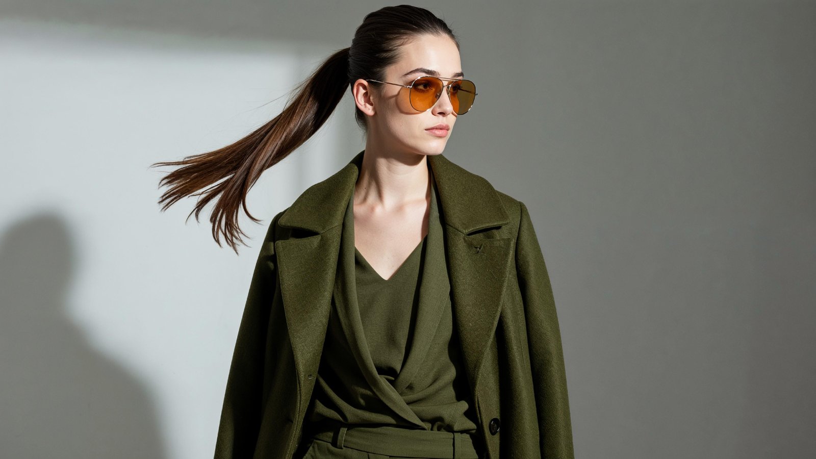 Stylish Young Woman Wearing Elegant Coat and Modern Fashion Outfit