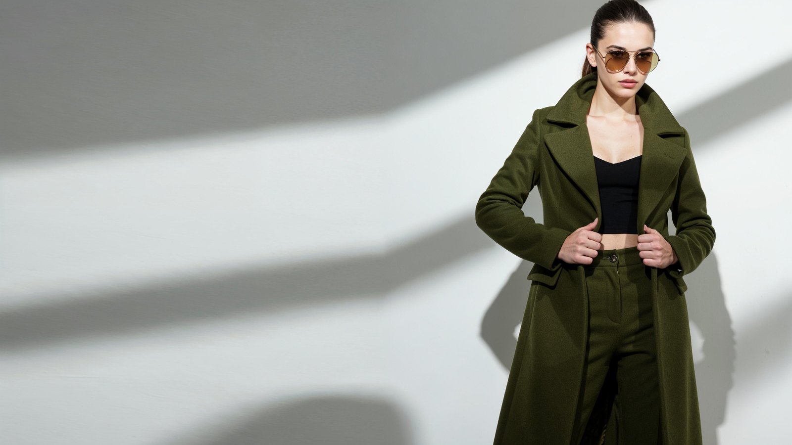 Stylish Young Woman Wearing Elegant Coat and Modern Fashion Outfit