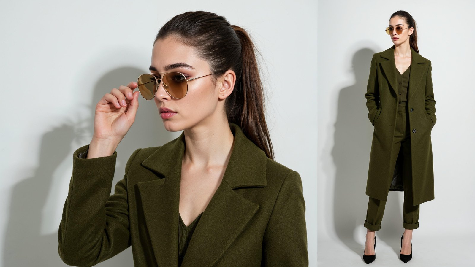 Stylish Young Woman Wearing Elegant Coat and Modern Fashion Outfit