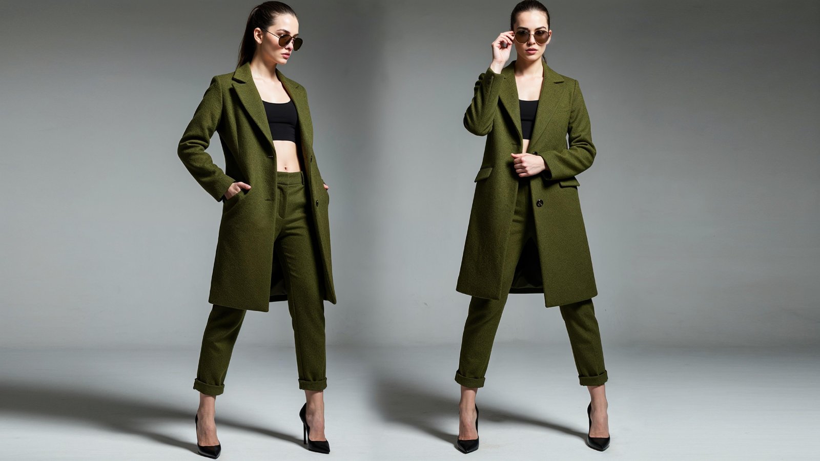 Stylish Young Woman Wearing Elegant Coat and Modern Fashion Outfit