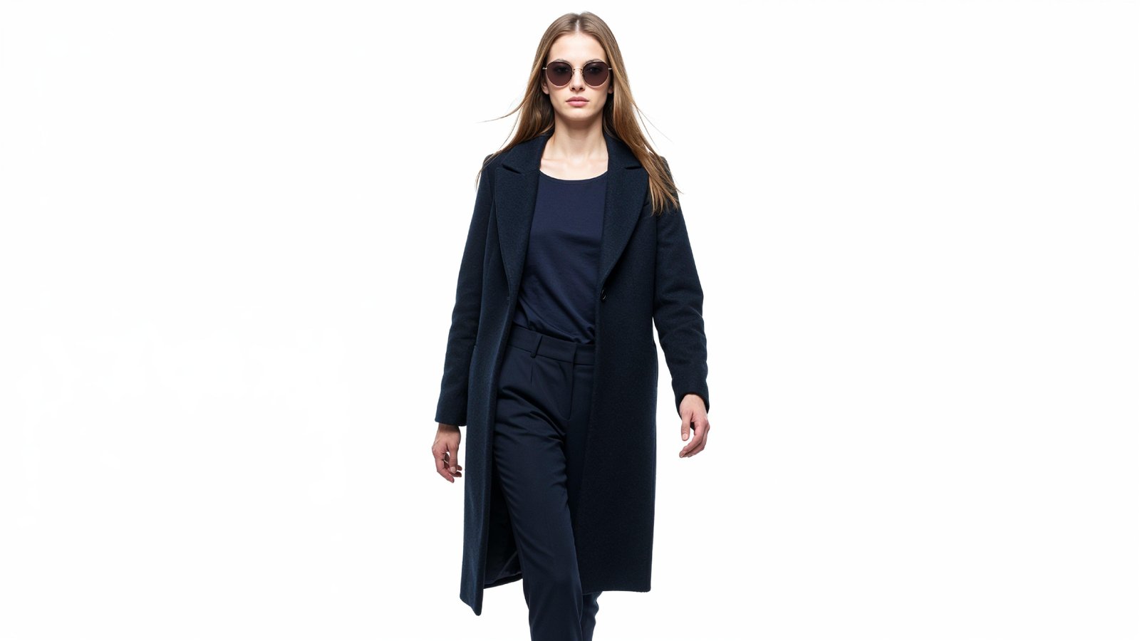 Stylish Young Woman Wearing Elegant Coat and Modern Fashion Outfit