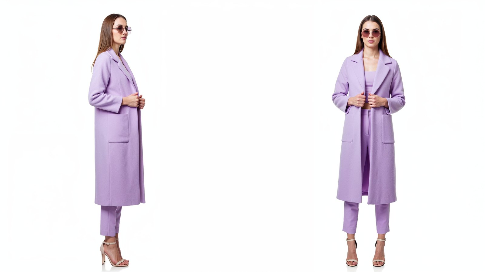 Stylish Young Woman Wearing Elegant Coat and Modern Fashion Outfit