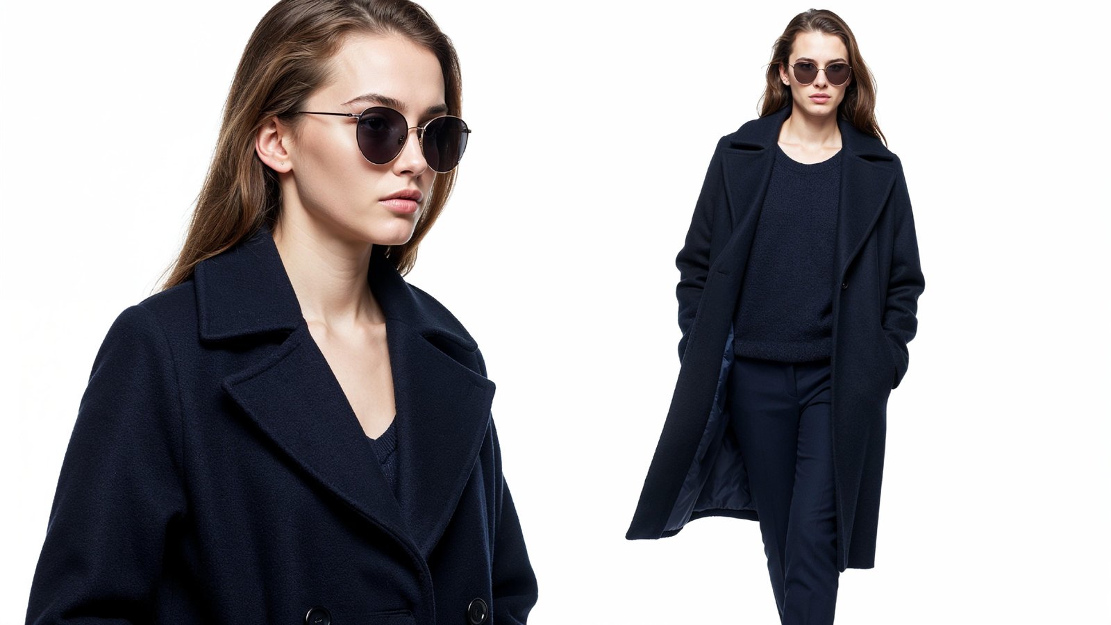 Stylish Young Woman Wearing Elegant Coat and Modern Fashion Outfit